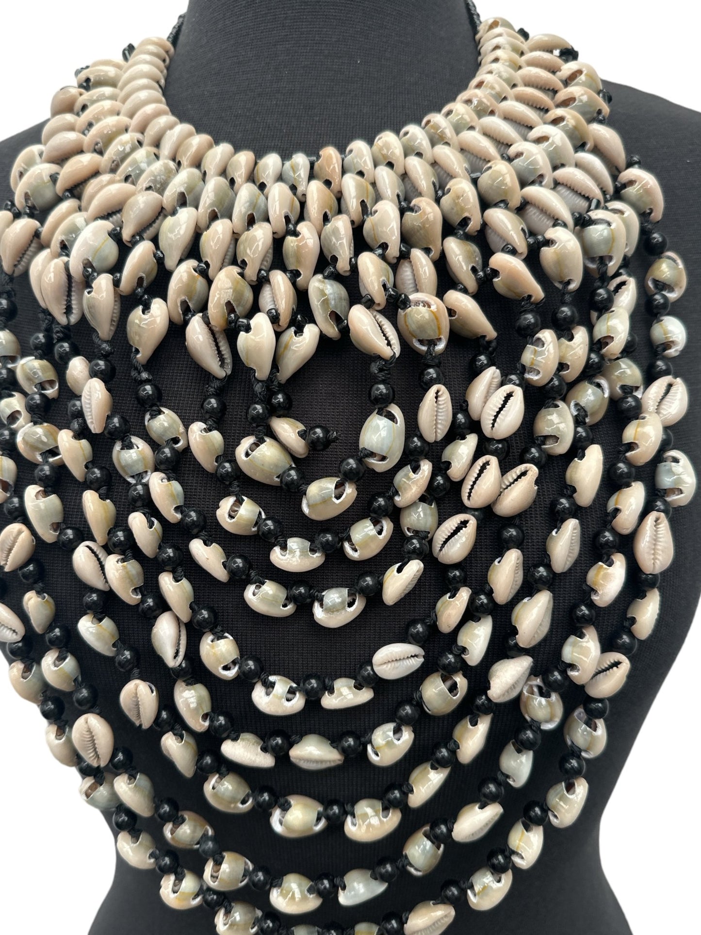 Authentic African Craftsmanship Ethnic Cowrie Sea Shell Beaded Tassel Necklace - Fatisha Boutique