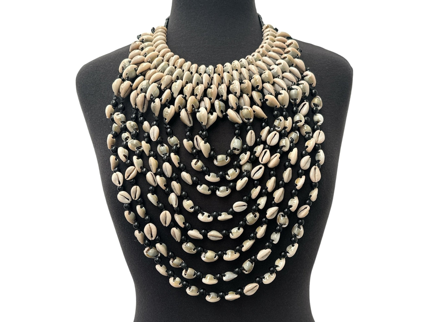 Authentic African Craftsmanship Ethnic Cowrie Sea Shell Beaded Tassel Necklace - Fatisha Boutique