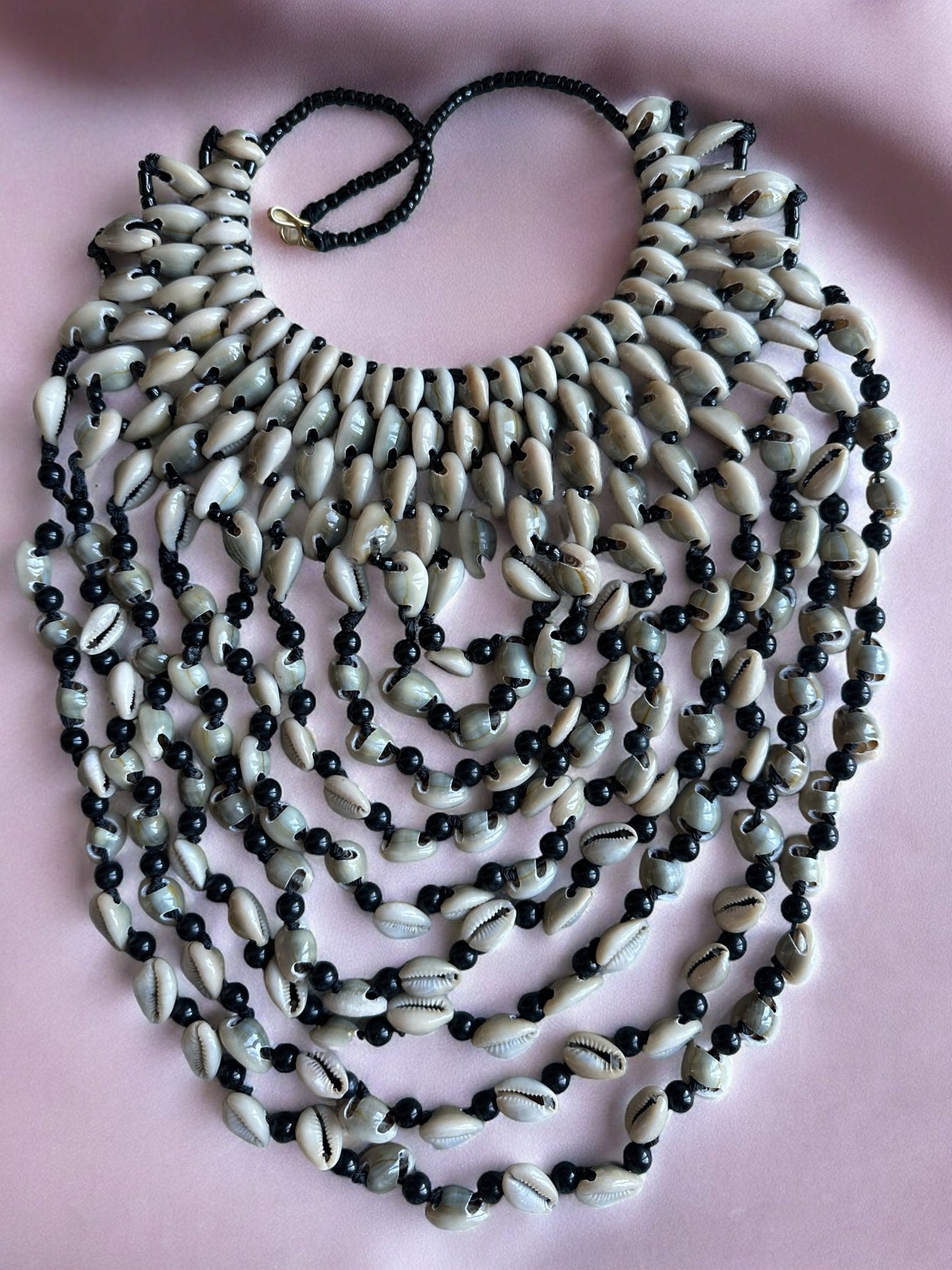 Authentic African Craftsmanship Ethnic Cowrie Sea Shell Beaded Tassel Necklace - Fatisha Boutique