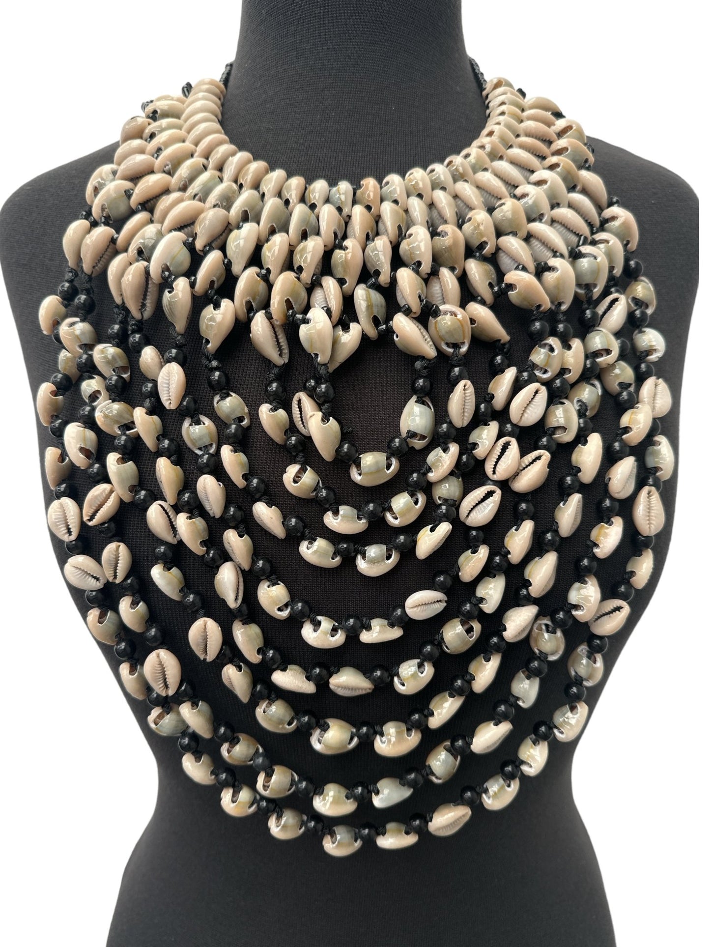 Authentic African Craftsmanship Ethnic Cowrie Sea Shell Beaded Tassel Necklace - Fatisha Boutique