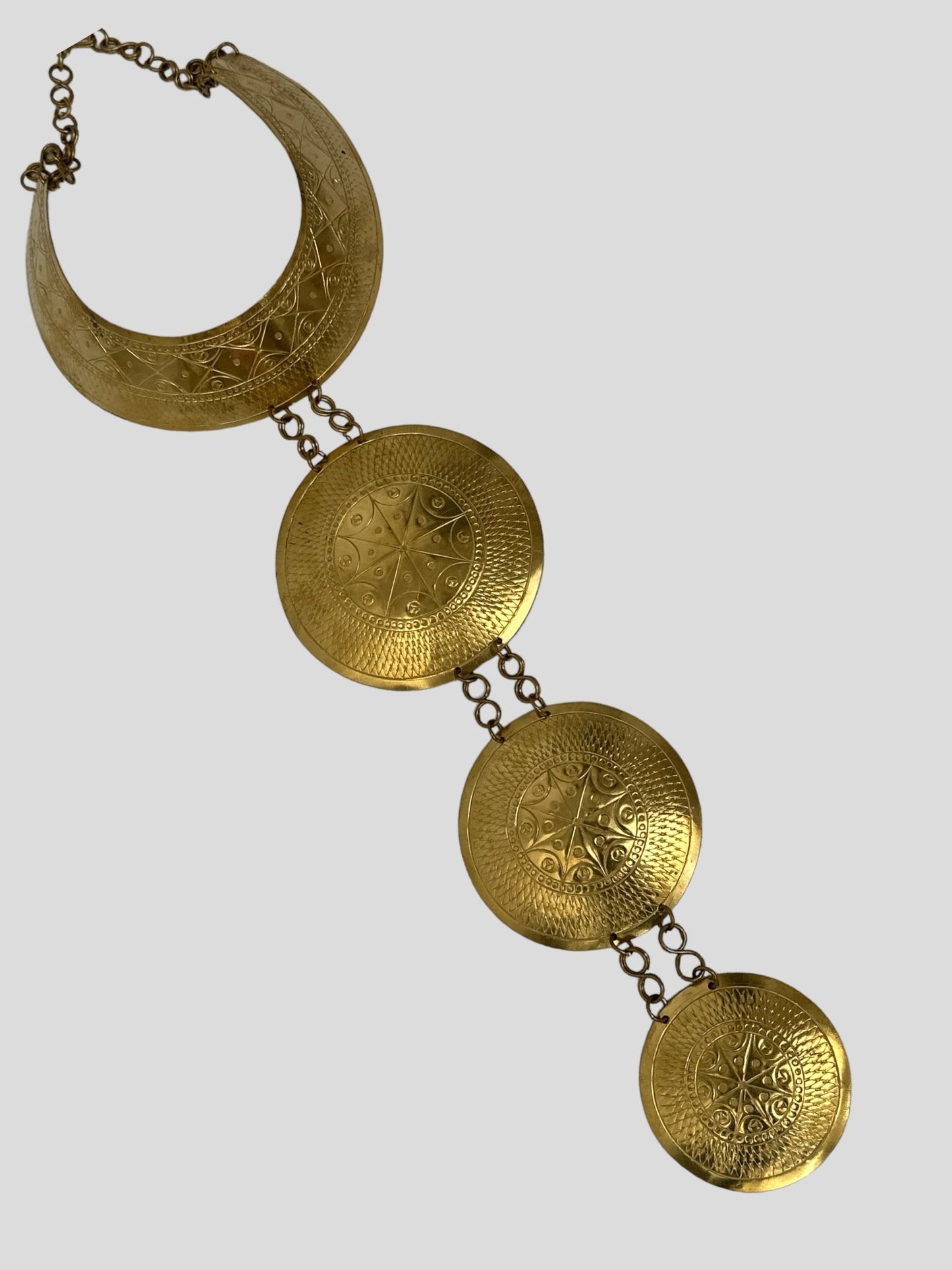 Authentic African Engraved Brass Statement Pendant Necklace - Fatisha Boutique