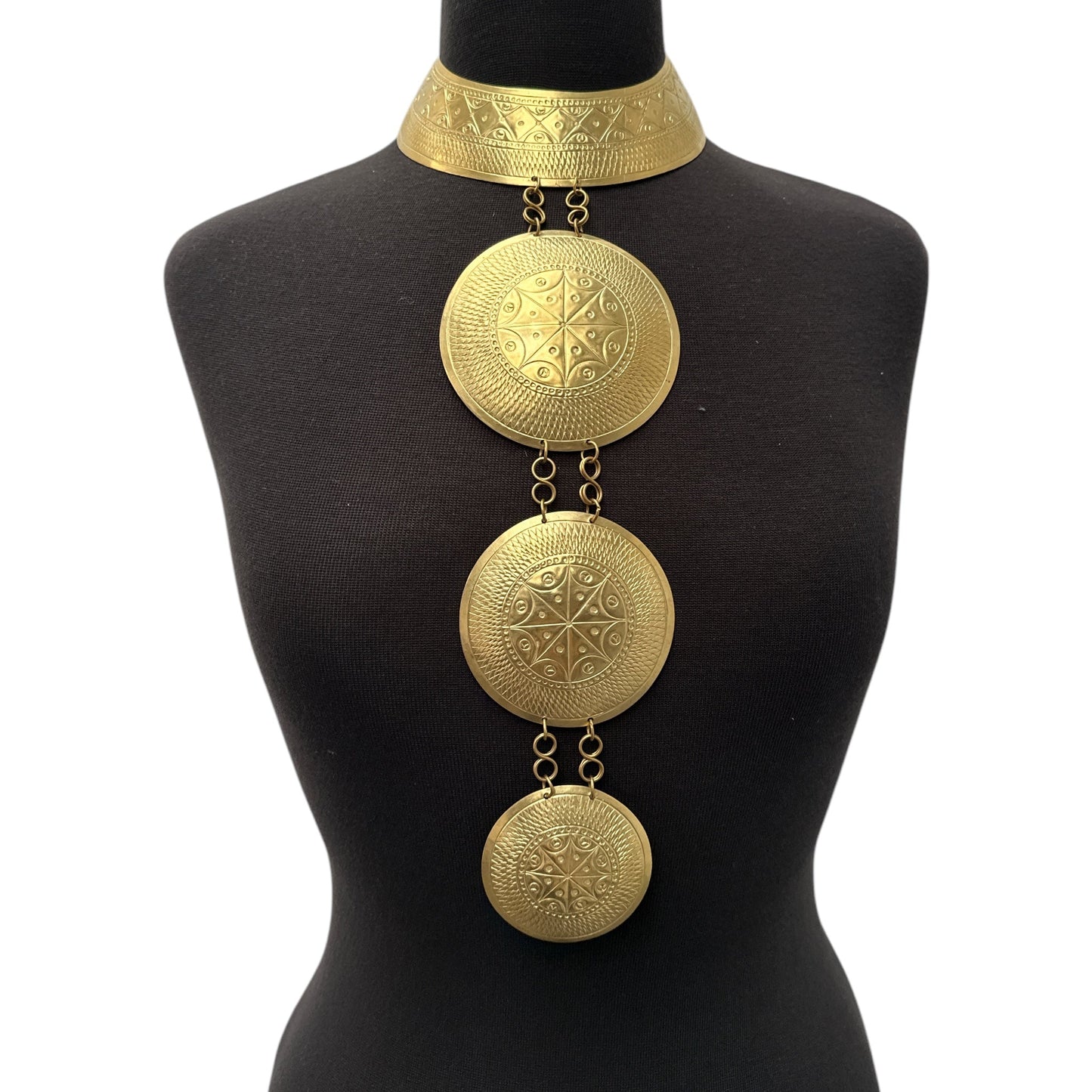 Authentic African Engraved Brass Statement Pendant Necklace - Fatisha Boutique