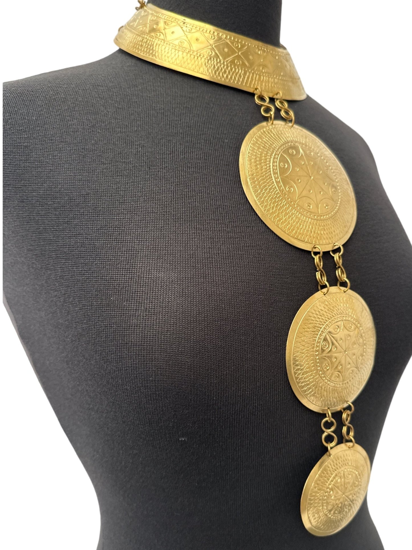 Authentic African Engraved Brass Statement Pendant Necklace - Fatisha Boutique