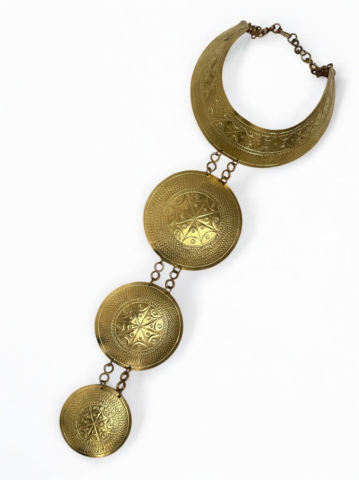 Authentic African Engraved Brass Statement Pendant Necklace - Fatisha Boutique