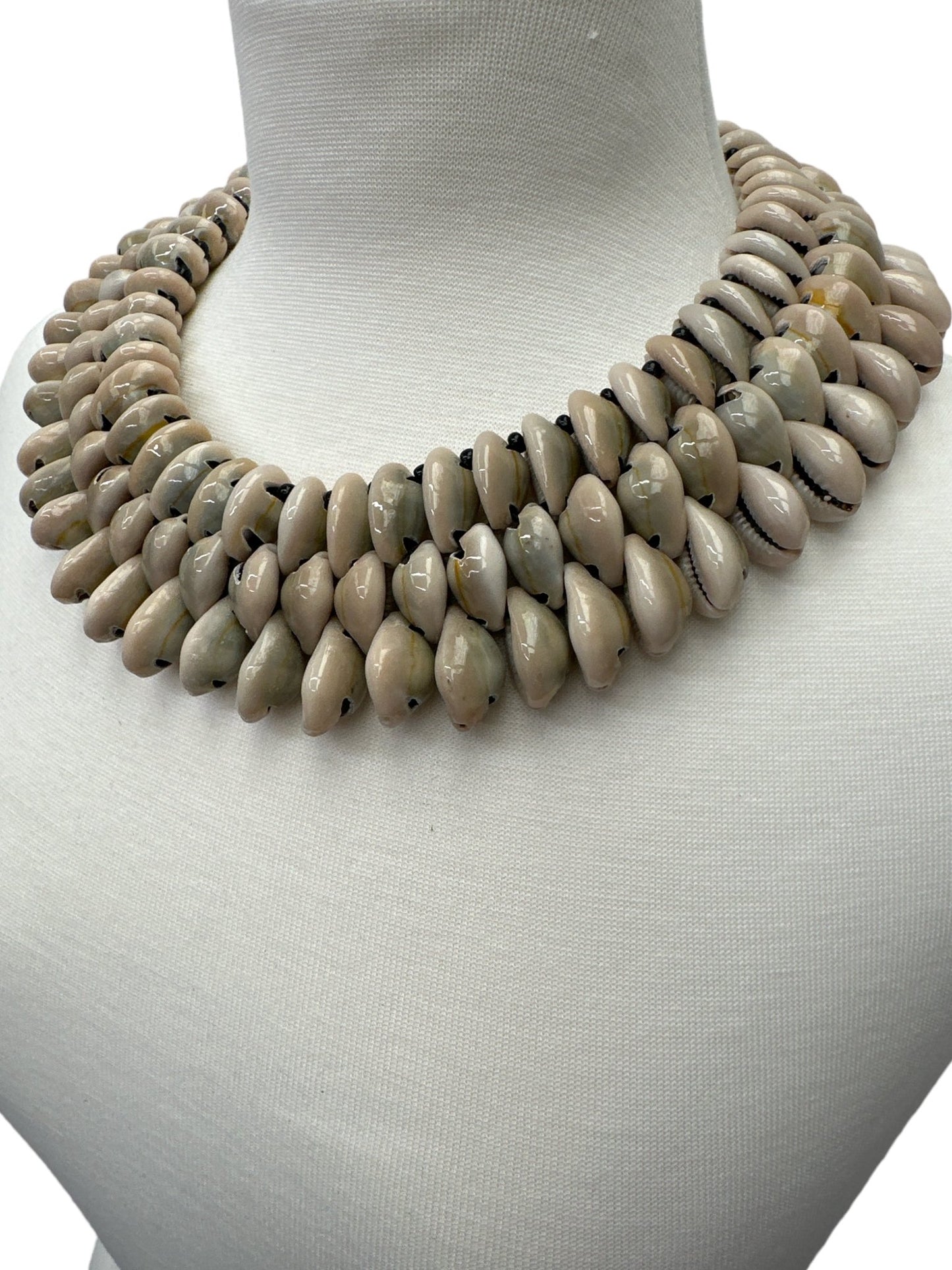 Authentic African Ethnic Cowrie Sea Shells Beaded Collar Necklace - Fatisha Boutique
