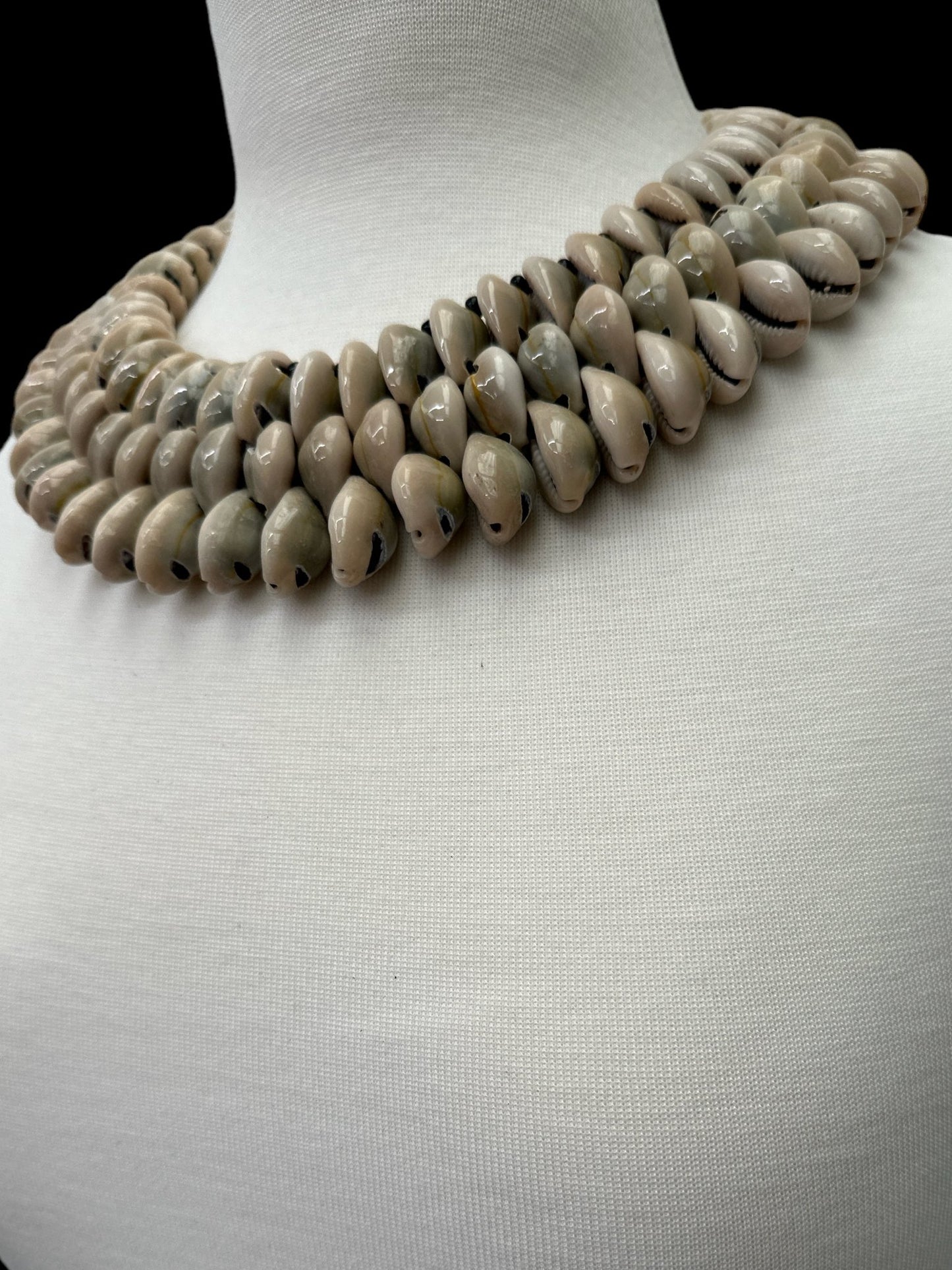 Authentic African Ethnic Cowrie Sea Shells Beaded Collar Necklace - Fatisha Boutique