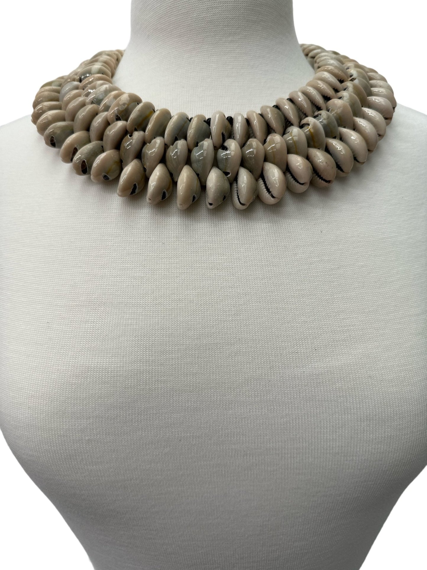 Authentic African Ethnic Cowrie Sea Shells Beaded Collar Necklace - Fatisha Boutique