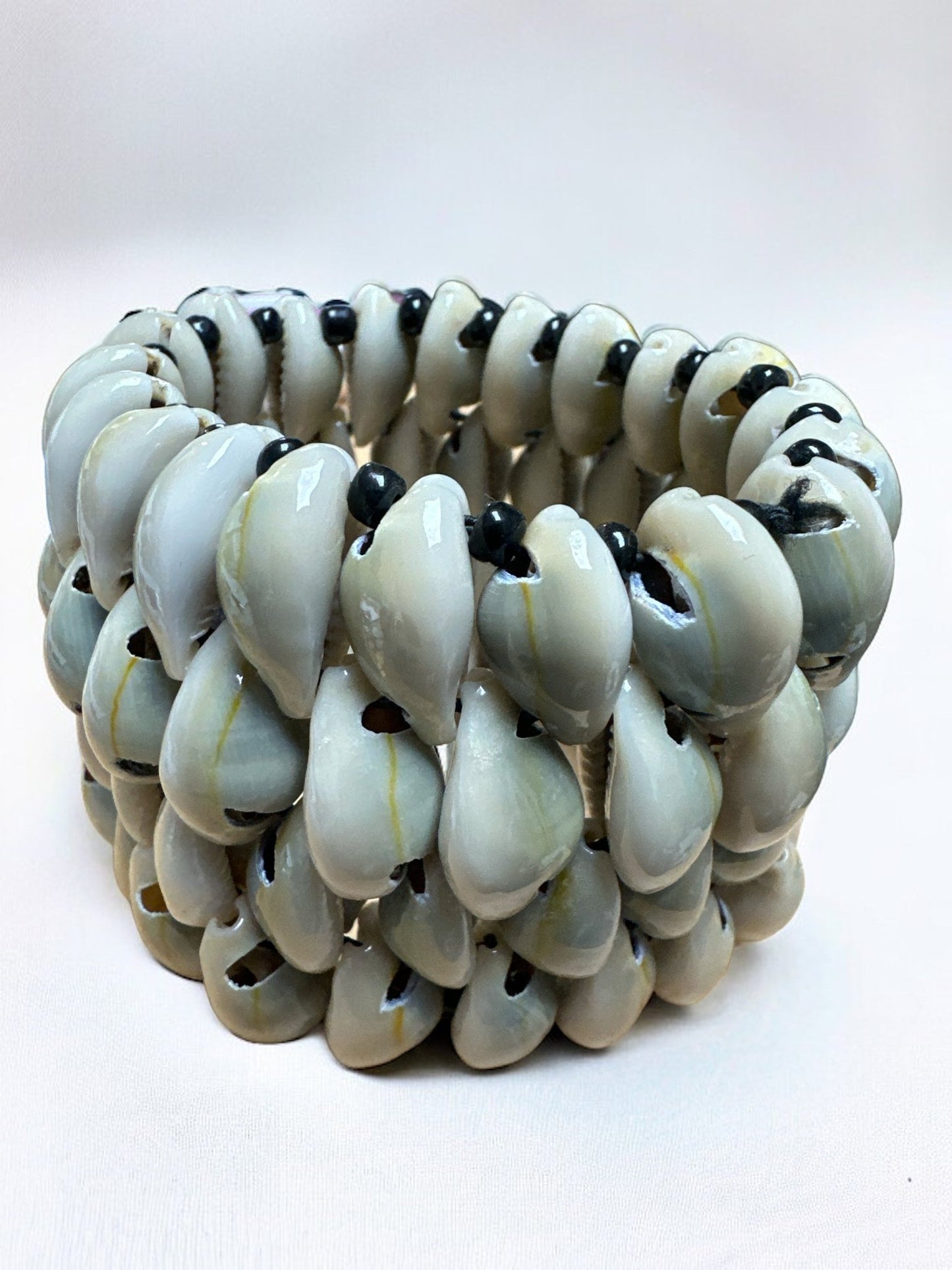 Authentic African four Layered Beaded Cowrie Seashell Bangle Bracelet - Fatisha Boutique