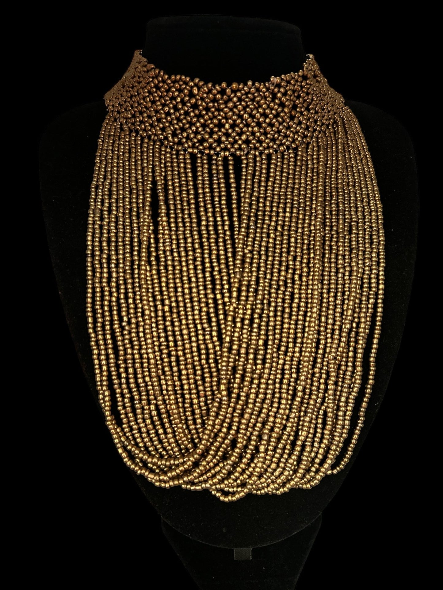 Authentic African Gold Beaded Ethnic Choker Pendant Necklace - Fatisha Boutique