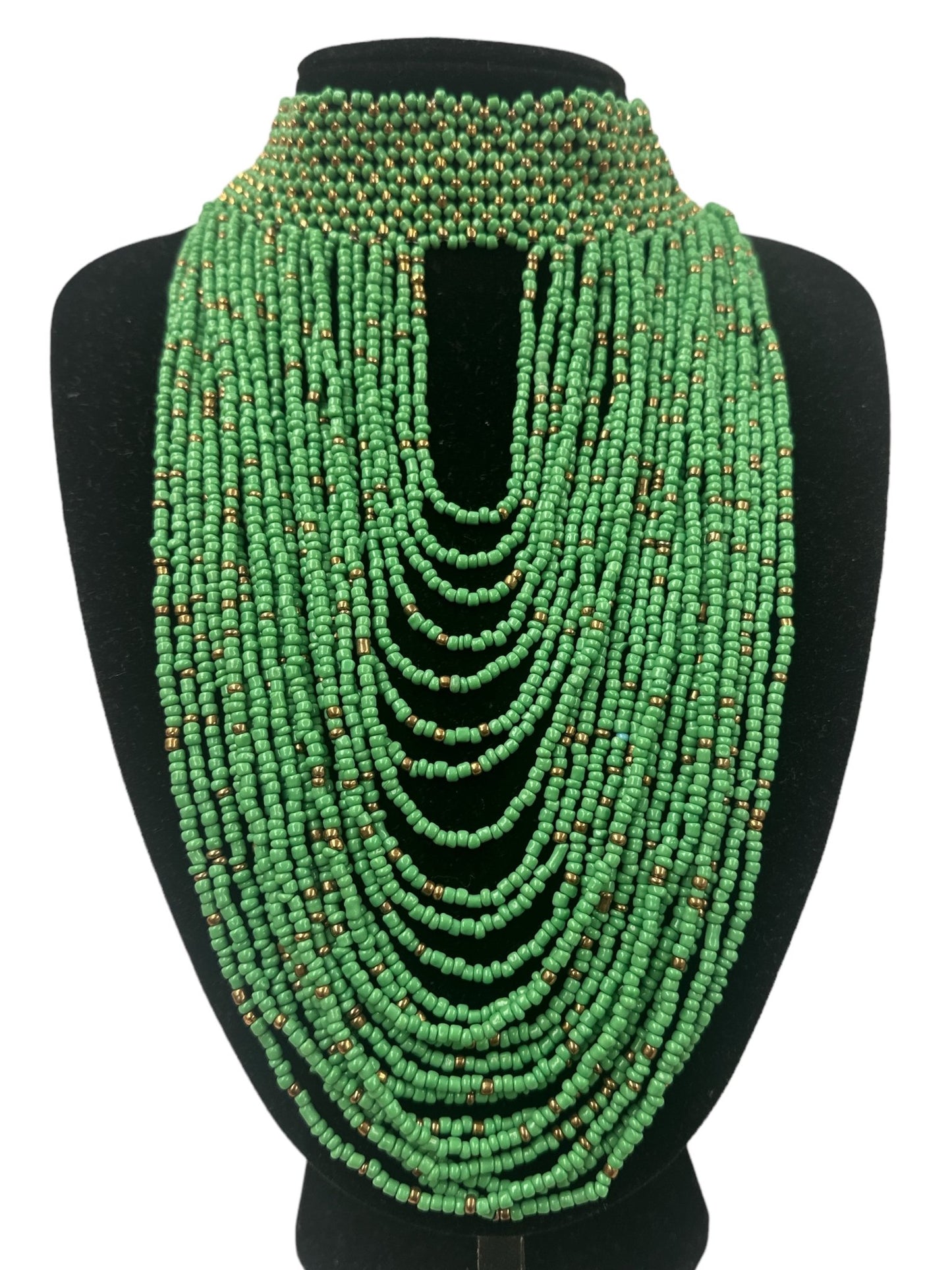 Authentic African Green Beaded Ethnic Choker Necklace - Fatisha Boutique