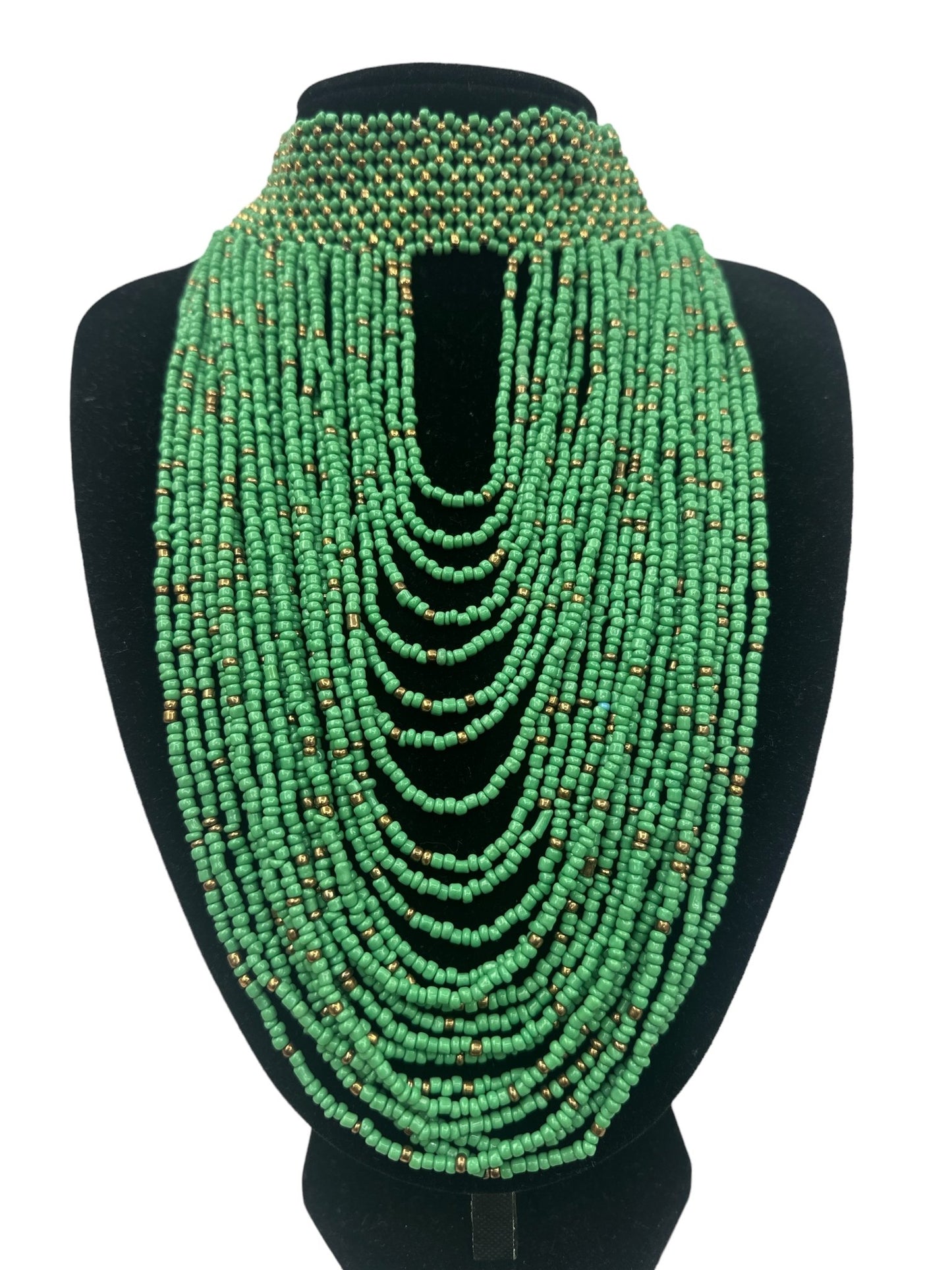 Authentic African Green Beaded Ethnic Choker Necklace - Fatisha Boutique