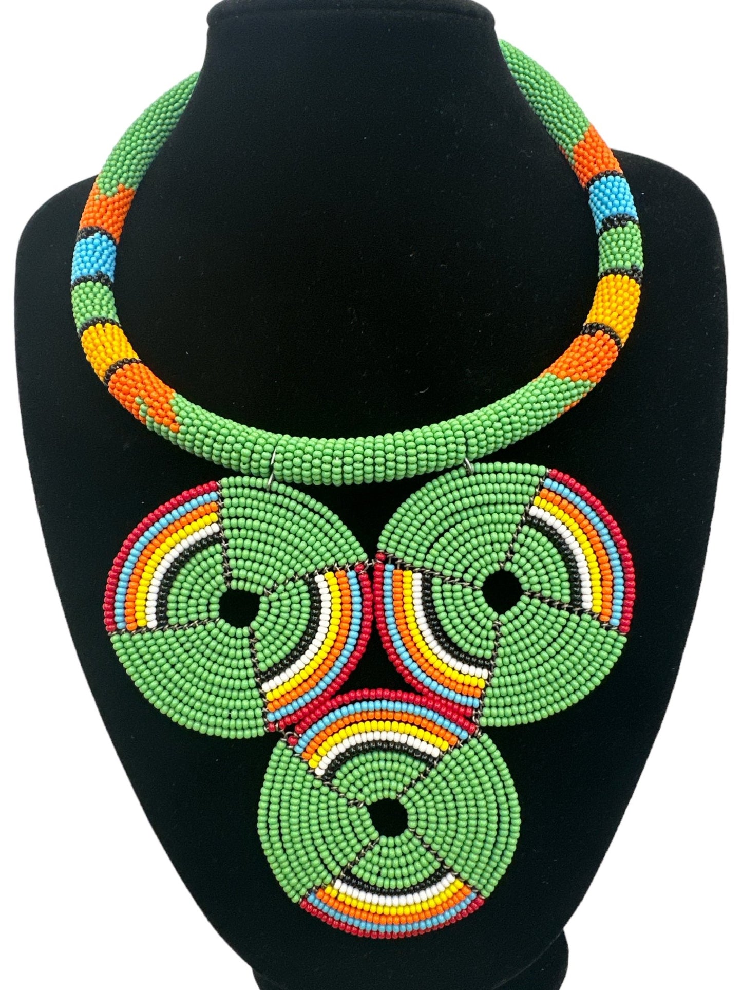 Authentic African Green Beaded Pendant Necklace - Fatisha Boutique