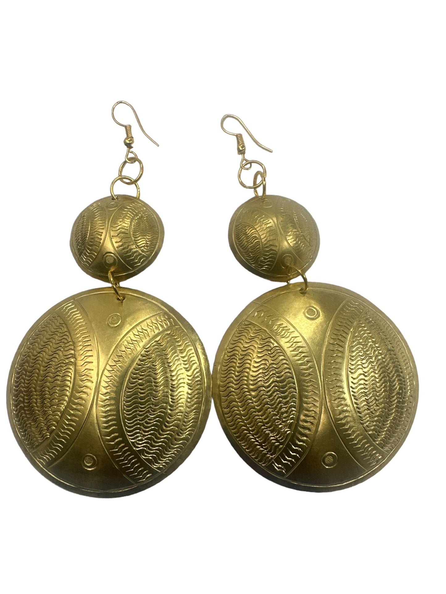 Authentic African Long Engraved Brass Dangle Earrings - Fatisha Boutique