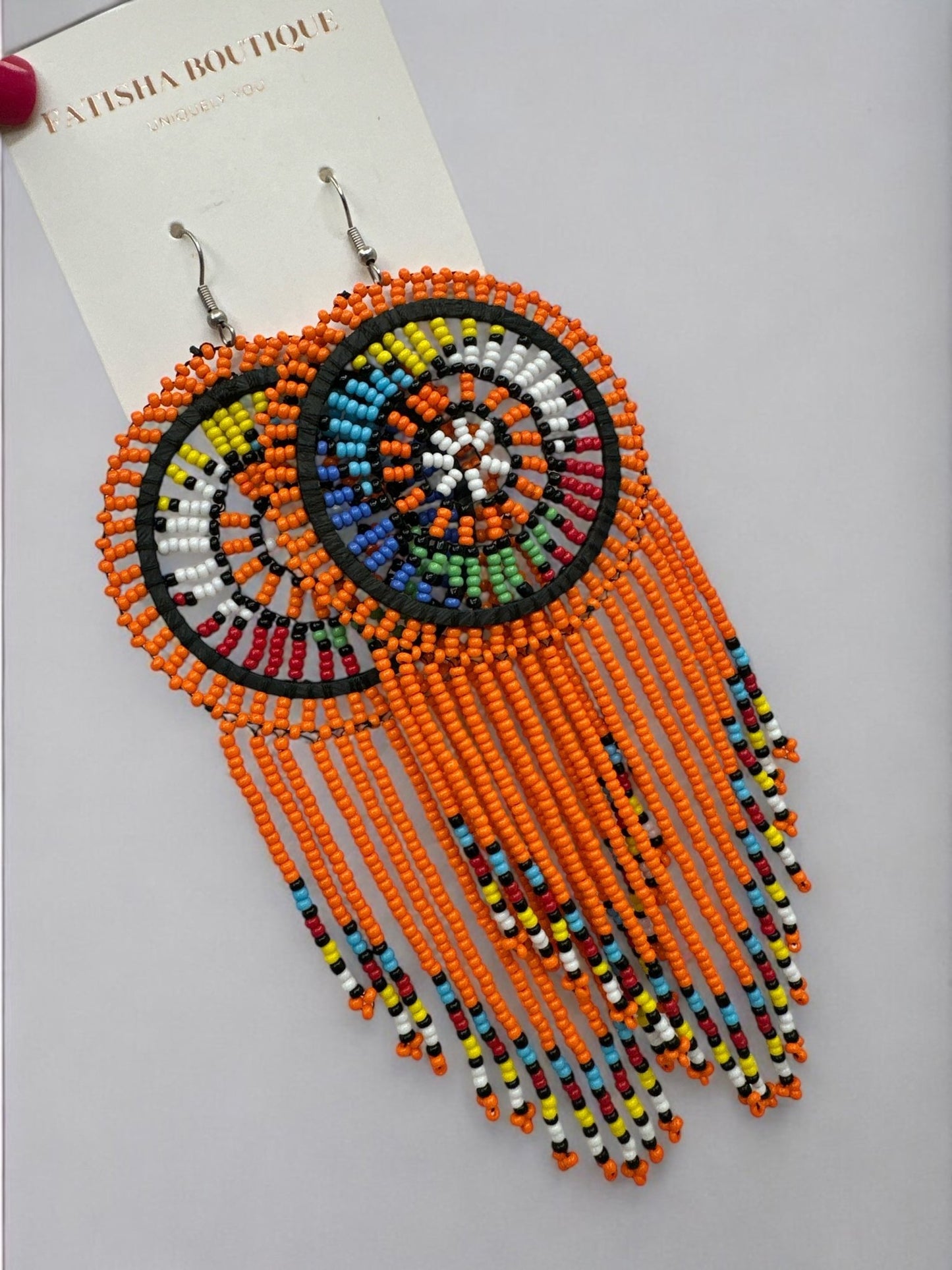 Authentic African Maasai Zulu Tribal Ethnic Long Tassel Dangle Earrings - Fatisha Boutique