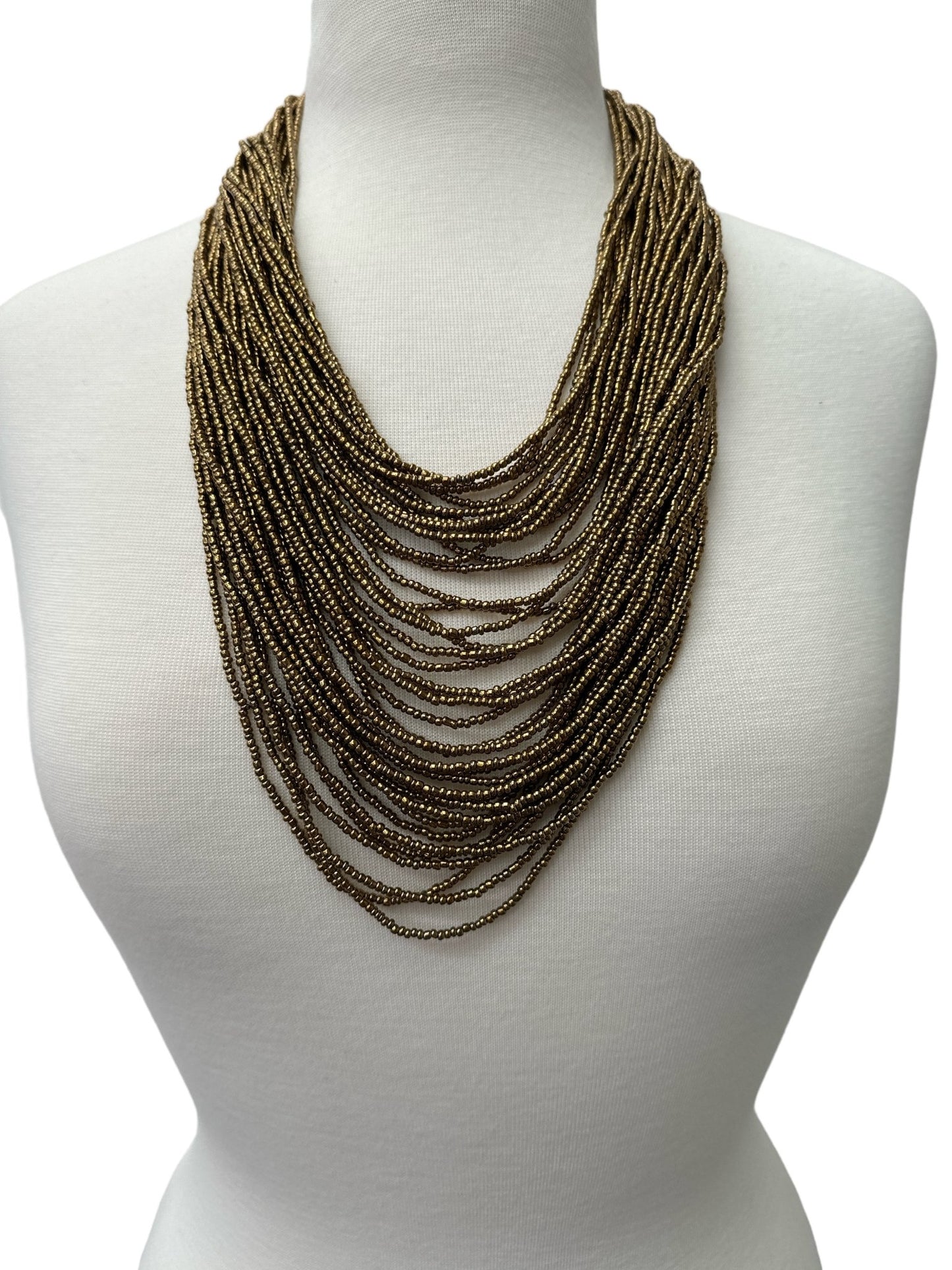Authentic African Multi Strand Gold Beaded Necklaces - Fatisha Boutique