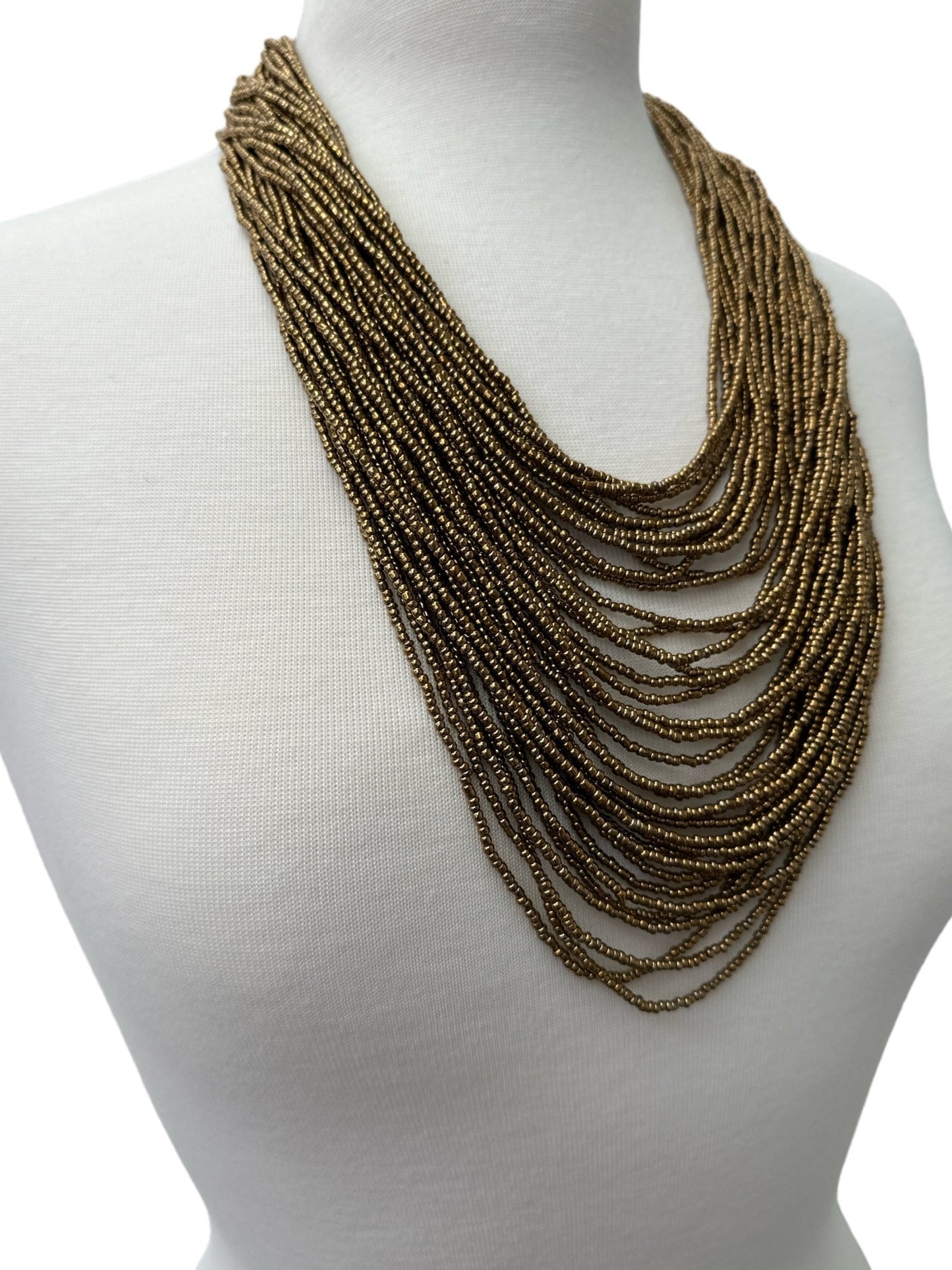 Authentic African Multi Strand Gold Beaded Necklaces - Fatisha Boutique