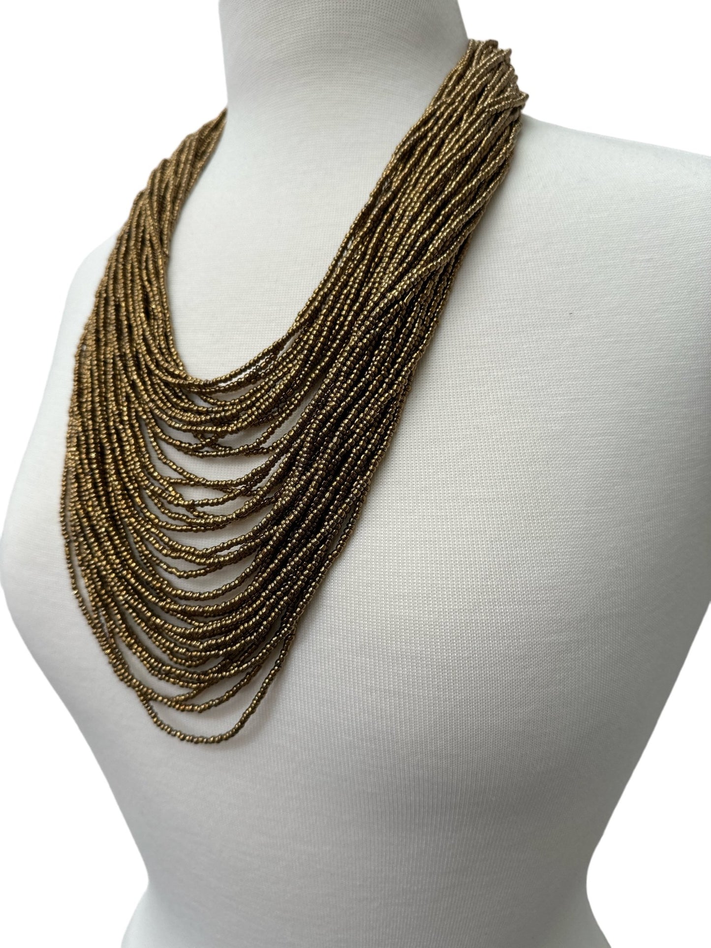 Authentic African Multi Strand Gold Beaded Necklaces - Fatisha Boutique