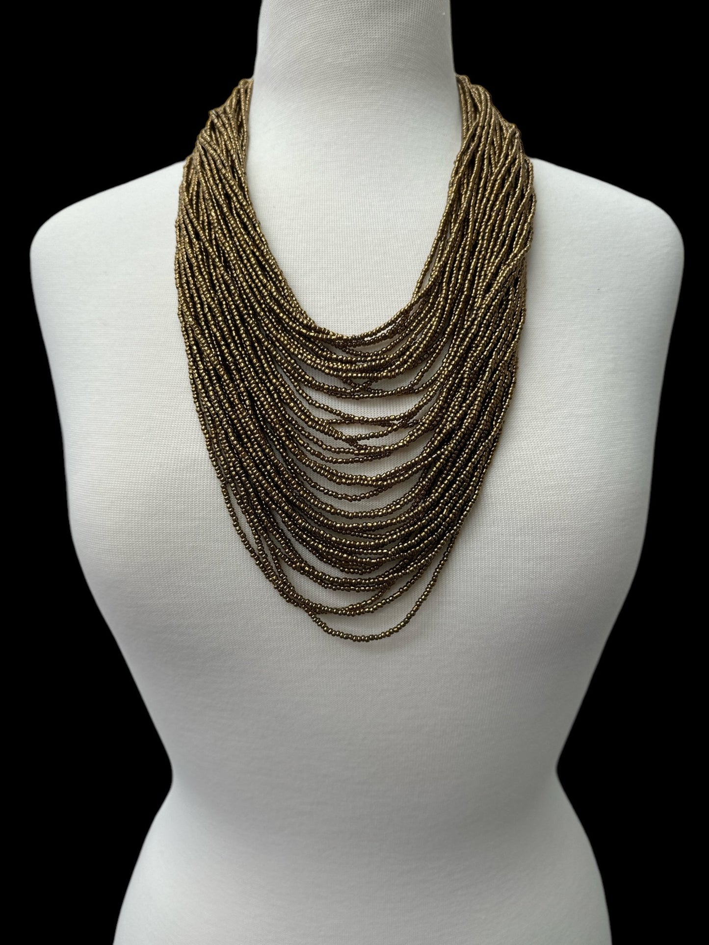 Authentic African Multi Strand Gold Beaded Necklaces - Fatisha Boutique