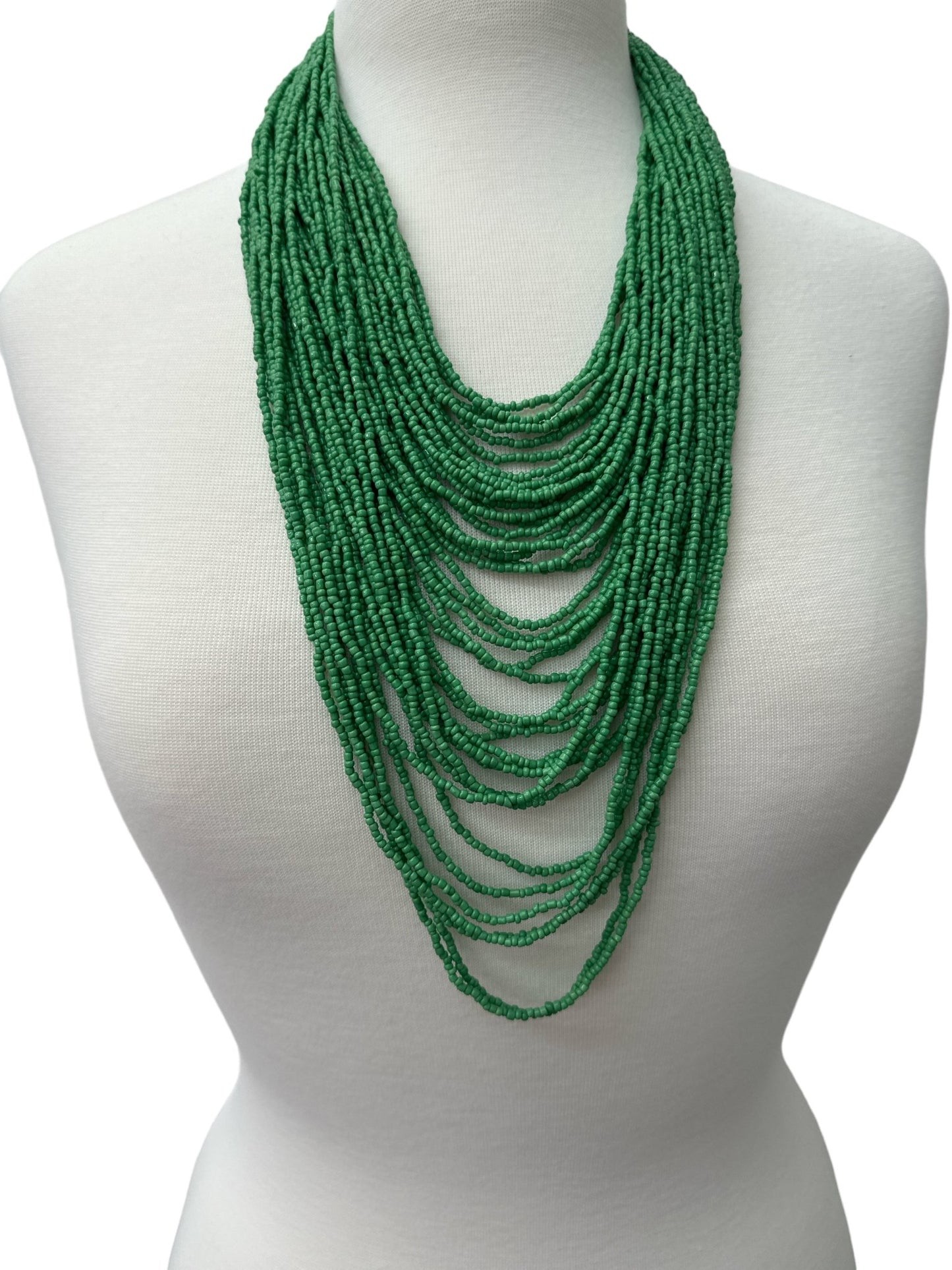 Authentic African Multi Strand Green Beaded Necklaces - Fatisha Boutique