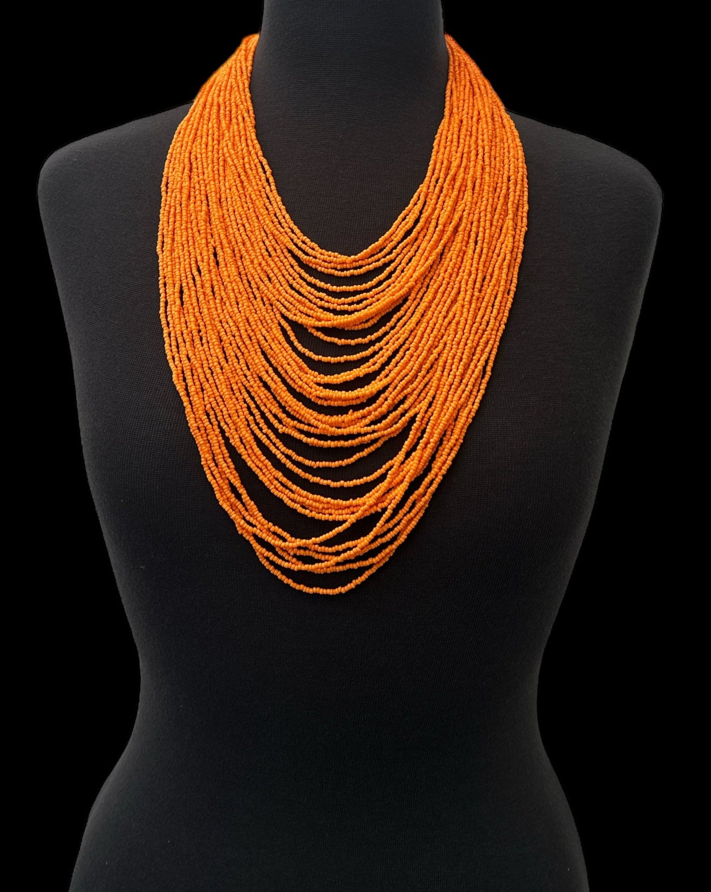 Authentic African Multi Strand Orange Beaded Necklaces - Fatisha Boutique