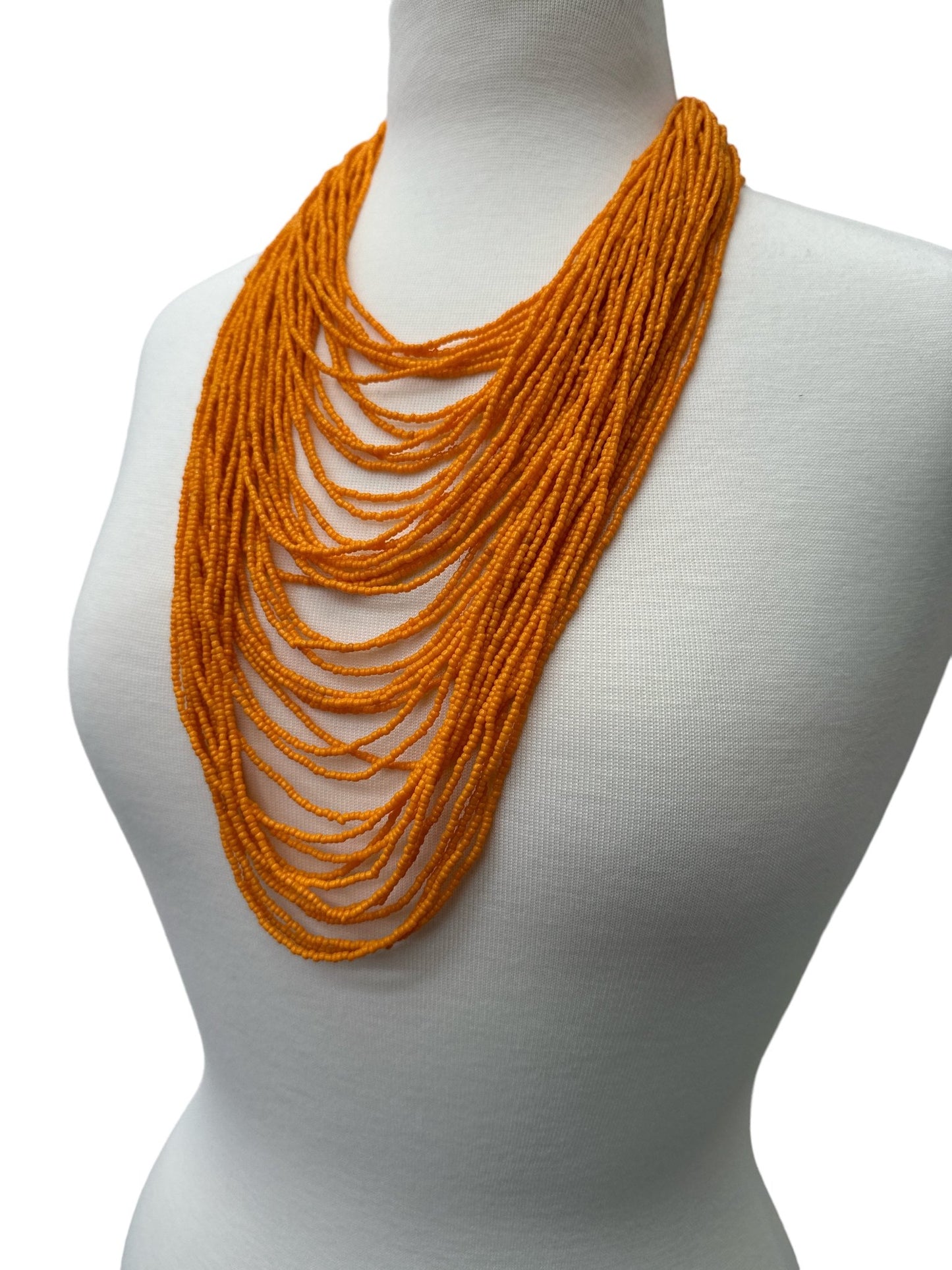 Authentic African Multi Strand Orange Beaded Necklaces - Fatisha Boutique
