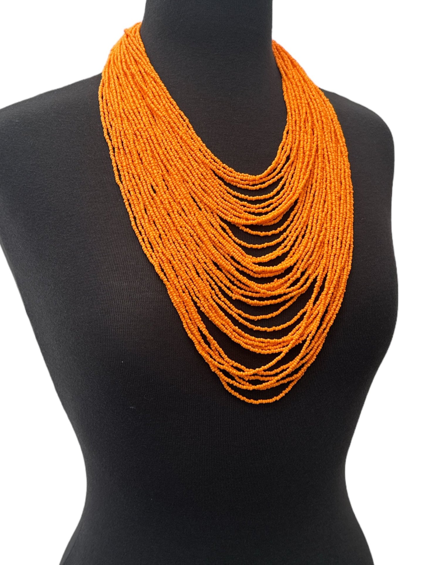 Authentic African Multi Strand Orange Beaded Necklaces - Fatisha Boutique