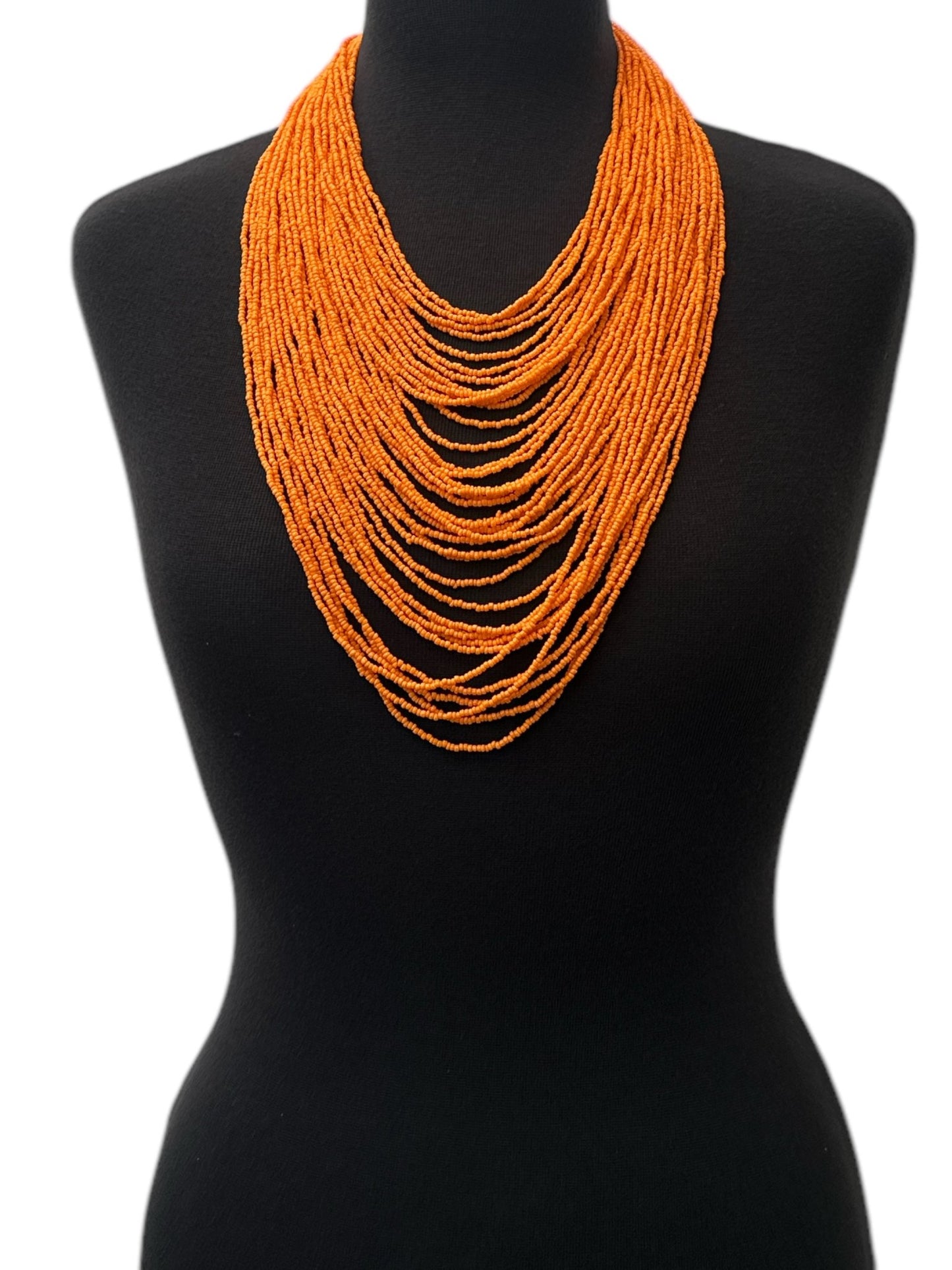 Authentic African Multi Strand Orange Beaded Necklaces - Fatisha Boutique