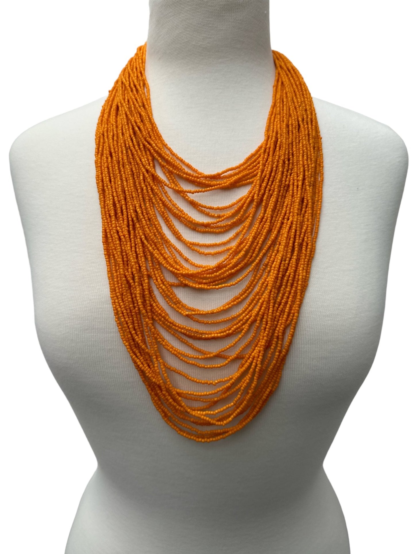 Authentic African Multi Strand Orange Beaded Necklaces - Fatisha Boutique