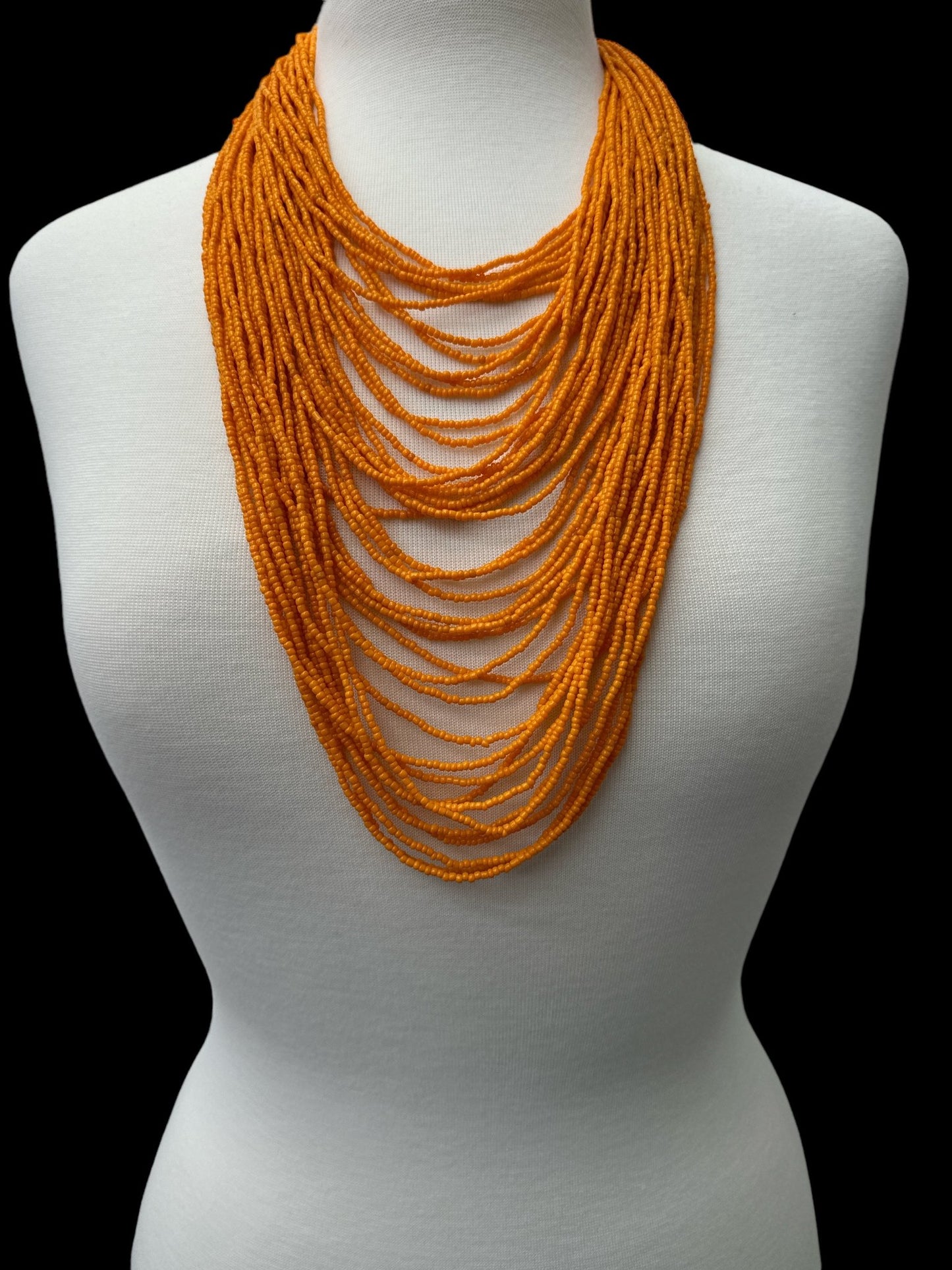 Authentic African Multi Strand Orange Beaded Necklaces - Fatisha Boutique