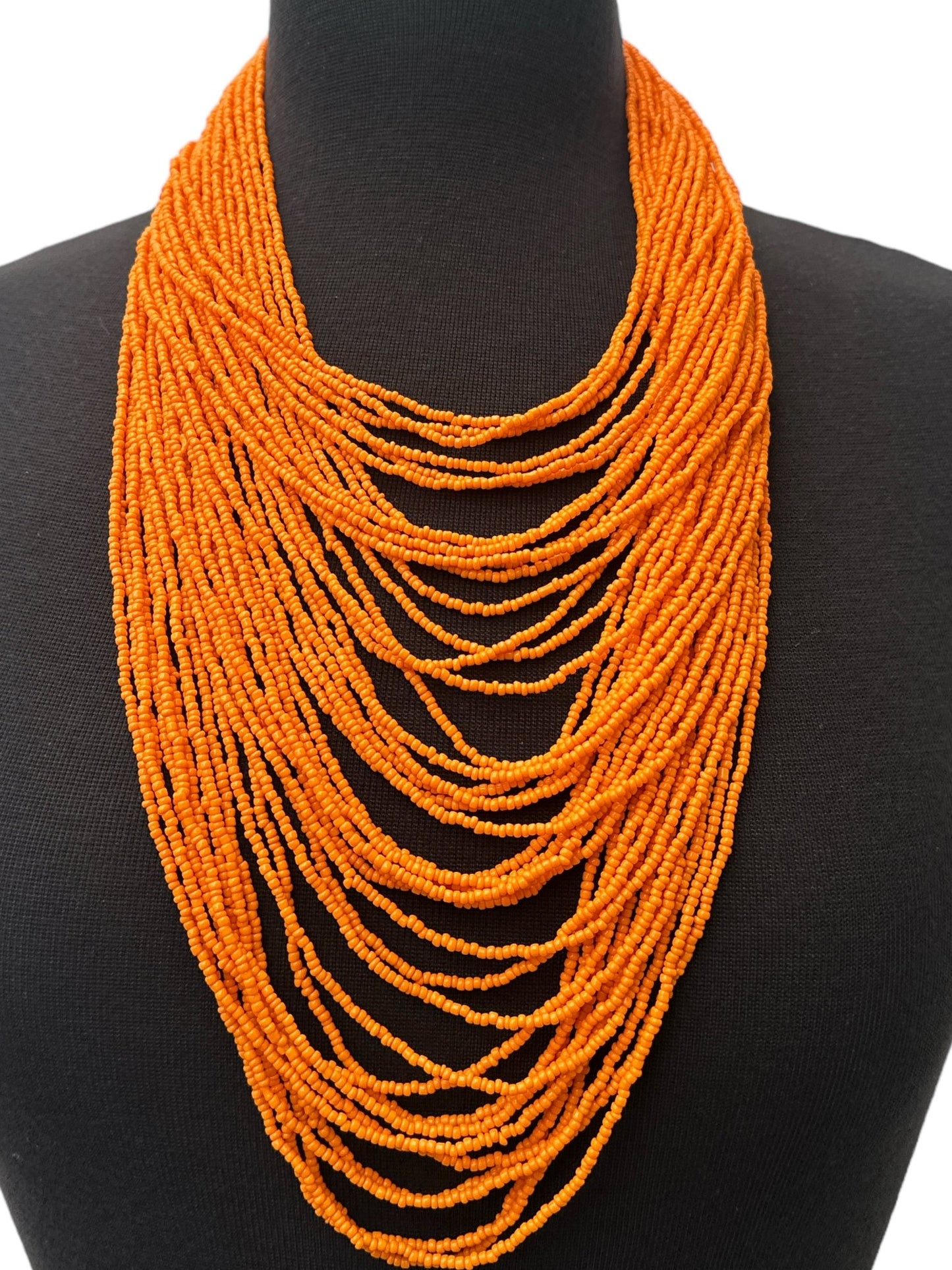 Authentic African Multi Strand Orange Beaded Necklaces - Fatisha Boutique
