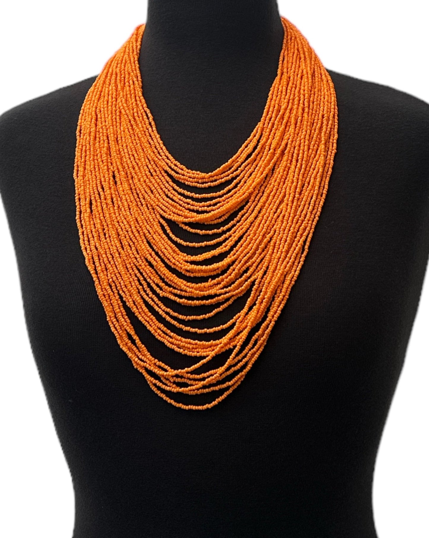Authentic African Multi Strand Orange Beaded Necklaces - Fatisha Boutique
