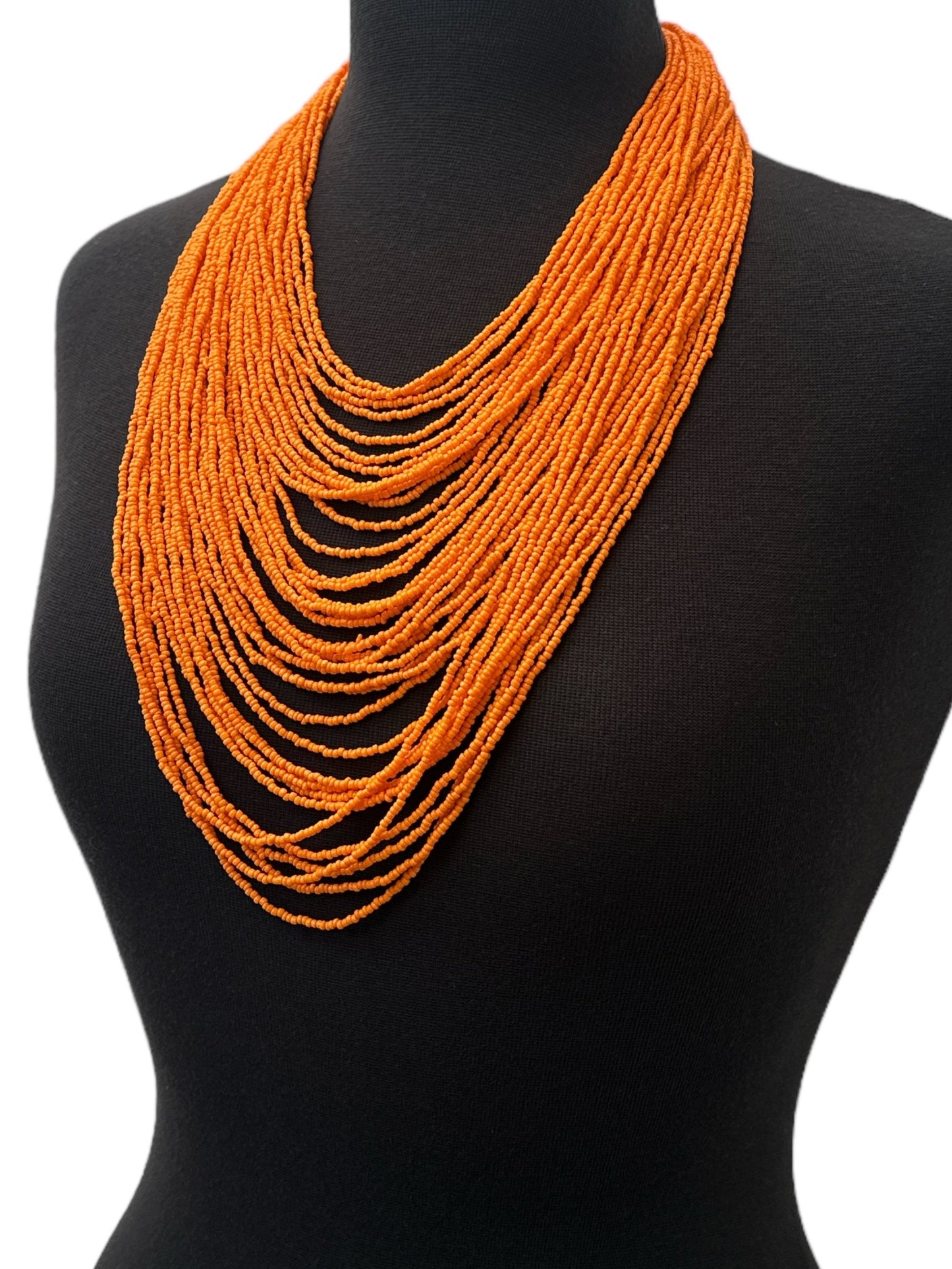 Authentic African Multi Strand Orange Beaded Necklaces - Fatisha Boutique