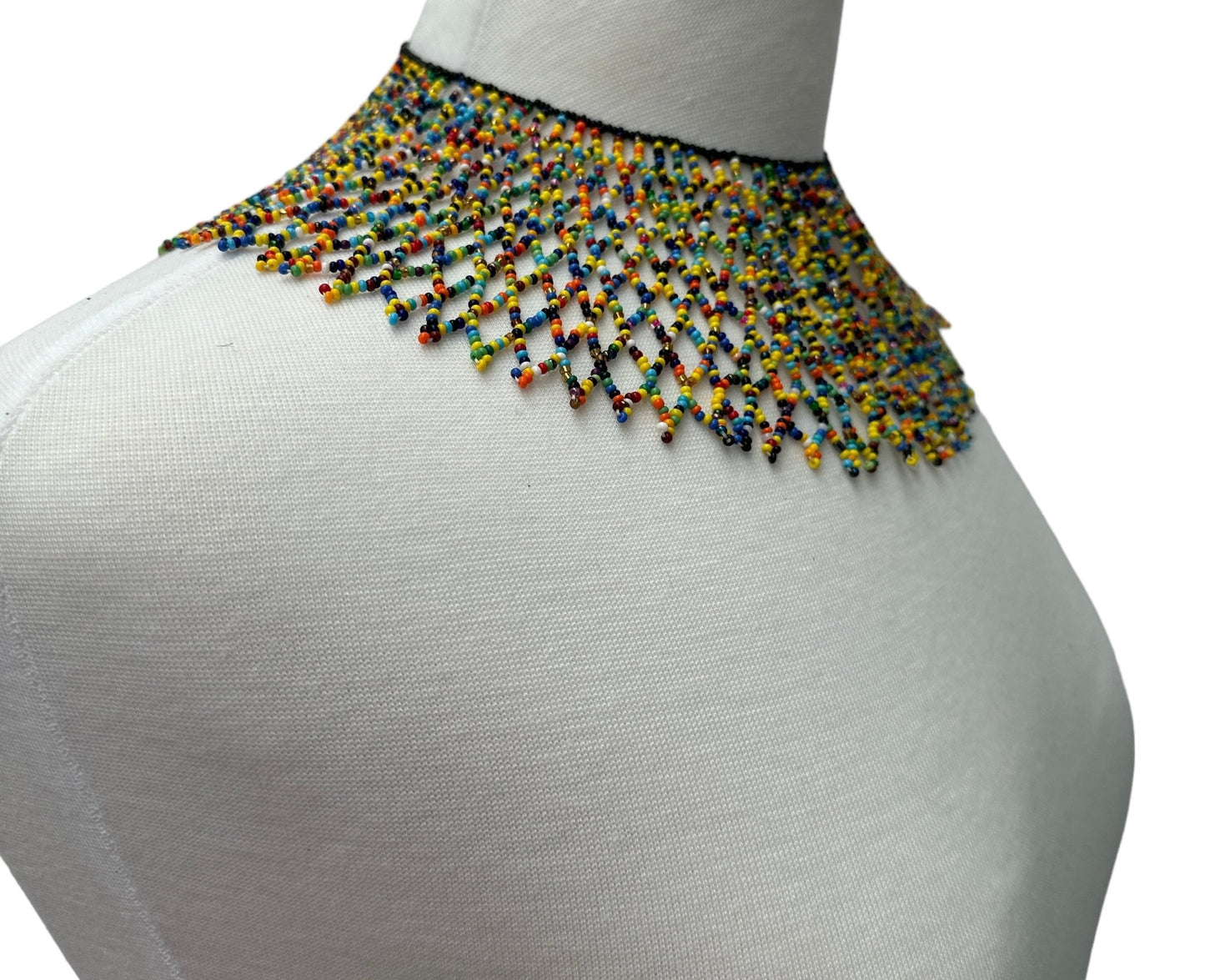Authentic African Multicolour Beaded Collar Ethnic Statement Necklace - Fatisha Boutique