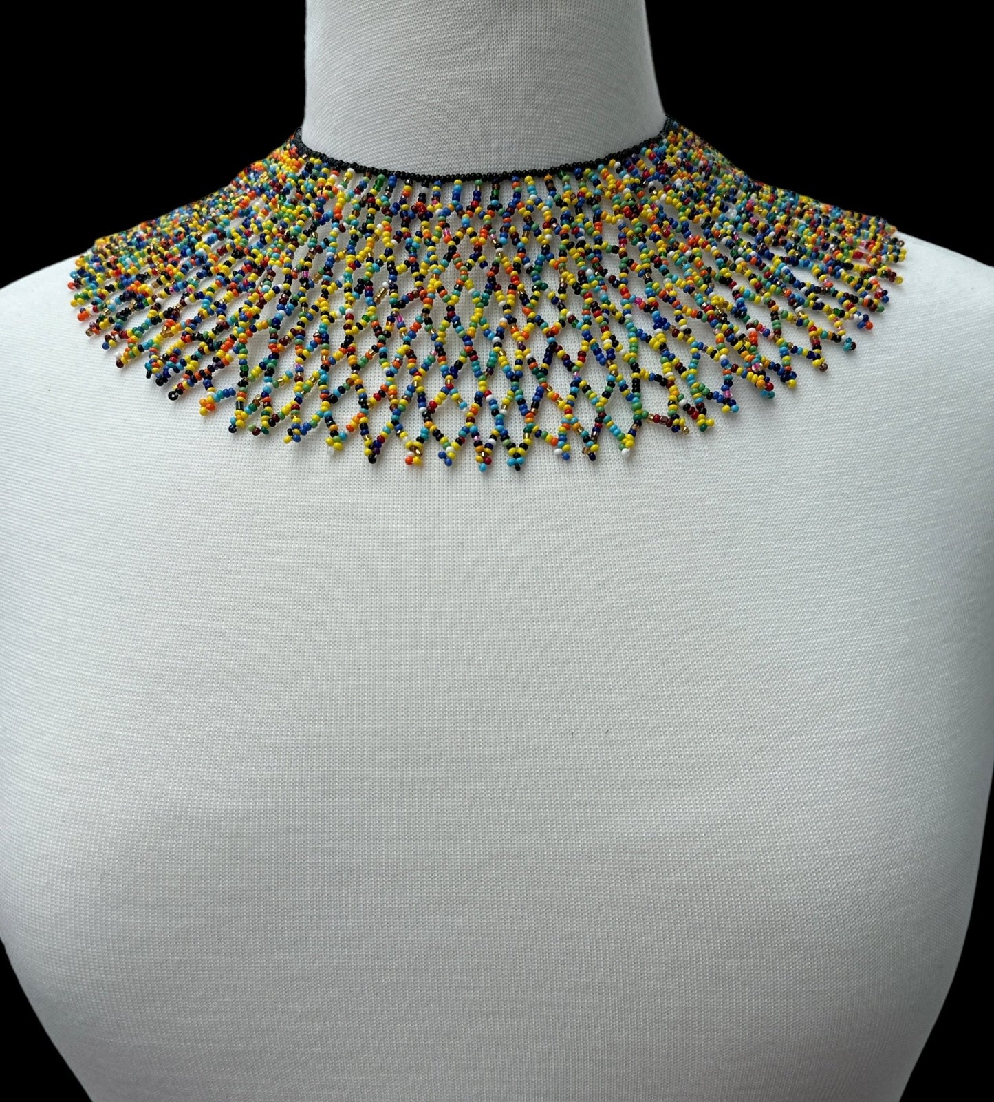 Authentic African Multicolour Beaded Collar Ethnic Statement Necklace - Fatisha Boutique