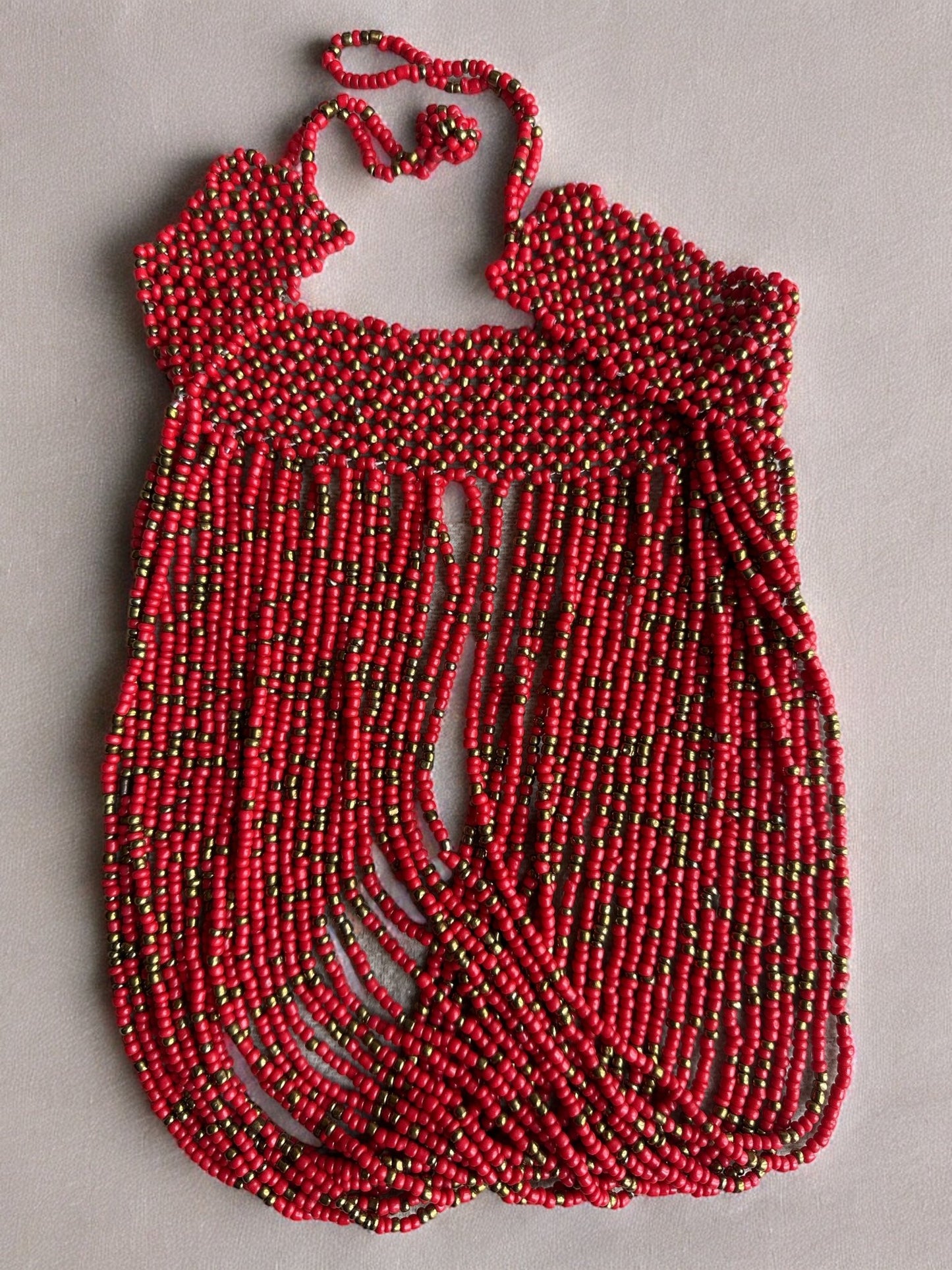 Authentic African Red Beaded Ethnic Choker Pendant Necklace - Fatisha Boutique