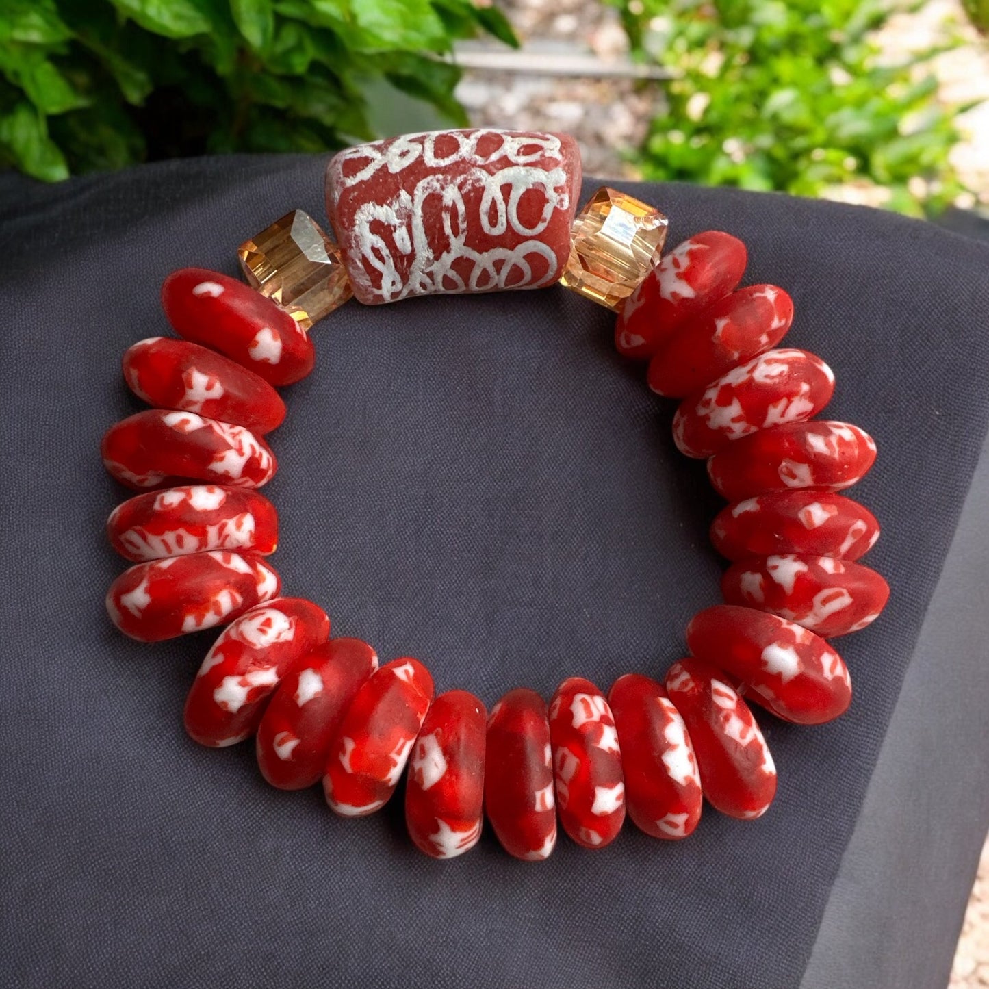 Authentic African Red Korobo Beaded Bracelet - Fatisha Boutique