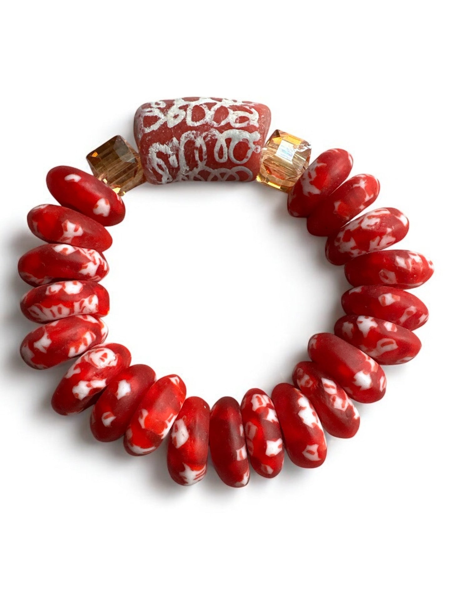 Authentic African Red Korobo Beaded Bracelet - Fatisha Boutique