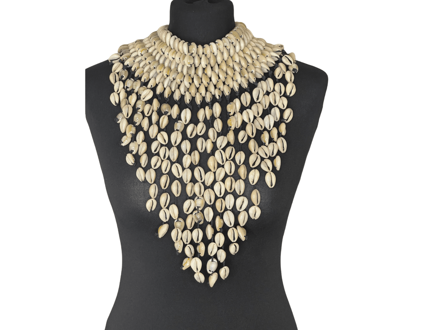 Authentic African Statement Ethnic Cowrie Sea Shell Beaded Tassels Collar Necklace - Fatisha Boutique