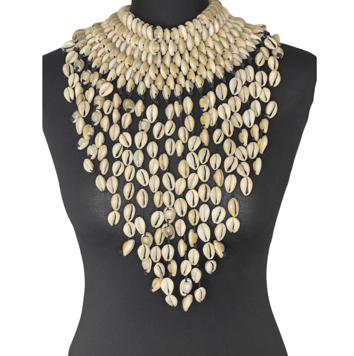 Authentic African Statement Ethnic Cowrie Sea Shell Beaded Tassels Collar Necklace - Fatisha Boutique