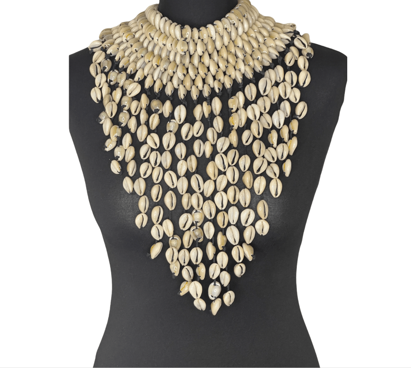 Authentic African Statement Ethnic Cowrie Sea Shell Beaded Tassels Collar Necklace - Fatisha Boutique