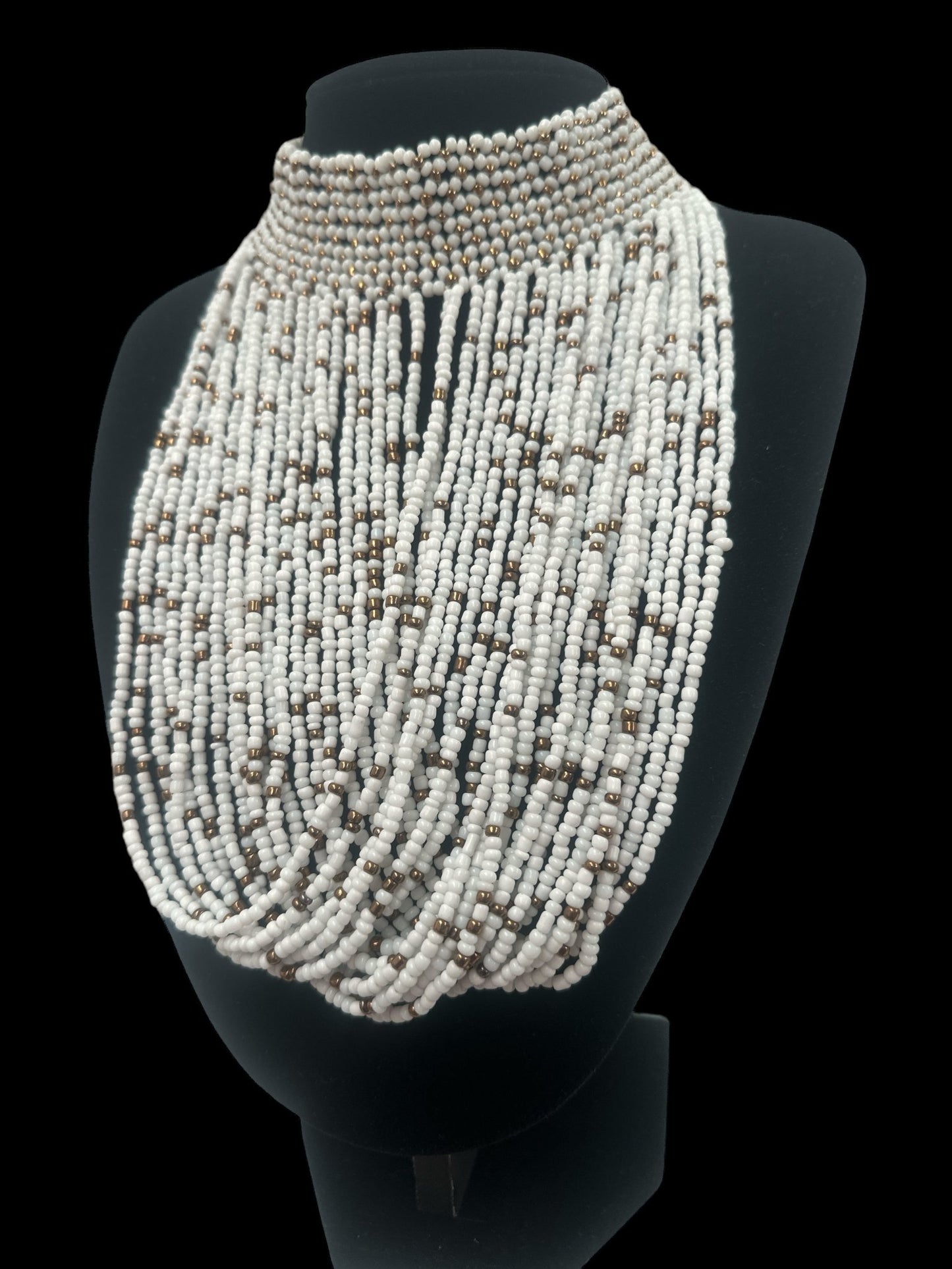 Authentic African White Beaded Ethnic Choker Pendant Necklace - Fatisha Boutique