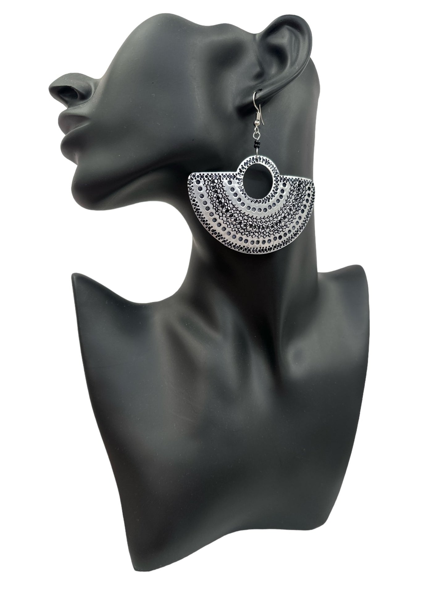 Authentic Engraved Silver Aluminium Lightweight Dangle Earrings - Fatisha Boutique