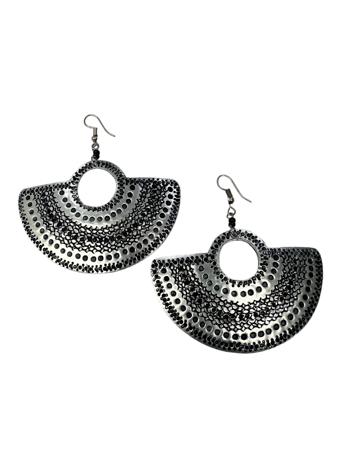 Authentic Engraved Silver Aluminium Lightweight Dangle Earrings - Fatisha Boutique