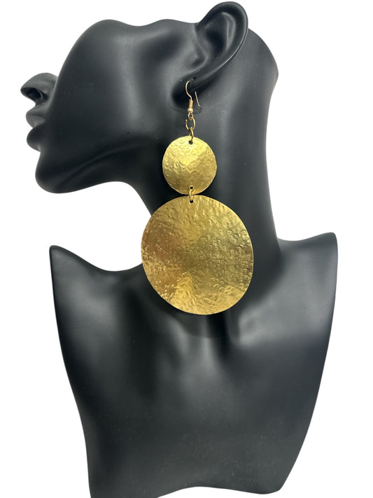Authentic Handmade Hammered Brass Dangle Earrings - Fatisha Boutique