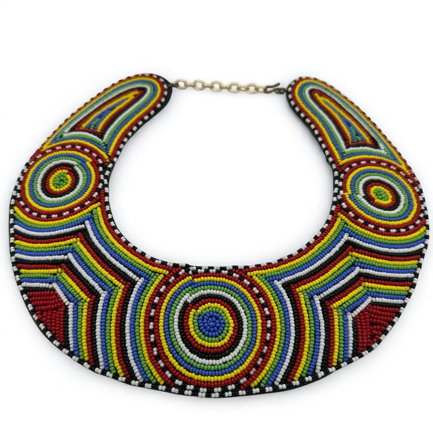 Authentic Handmade Maasai Zulu Beaded Collar Necklace – Multicolour Tribal Ethnic Bib Choker for Women - Fatisha Boutique