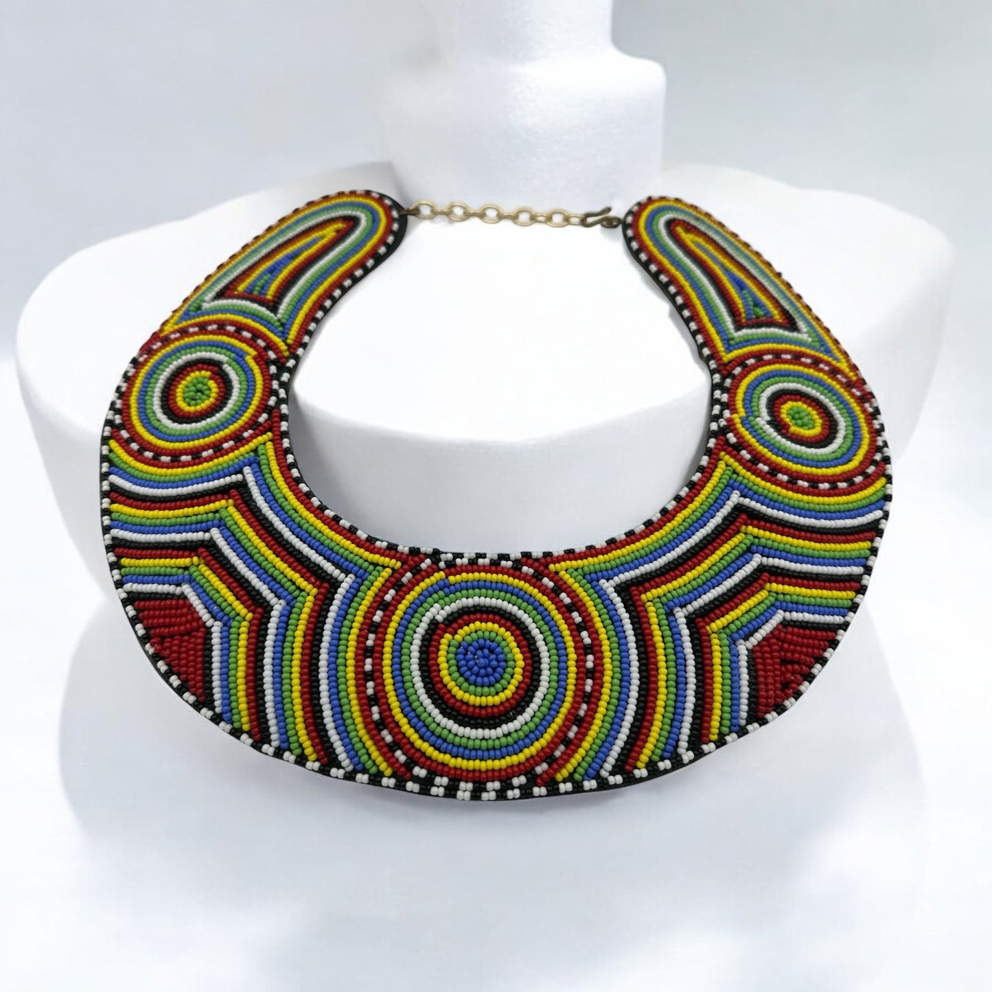 Authentic Handmade Maasai Zulu Beaded Collar Necklace – Multicolour Tribal Ethnic Bib Choker for Women - Fatisha Boutique