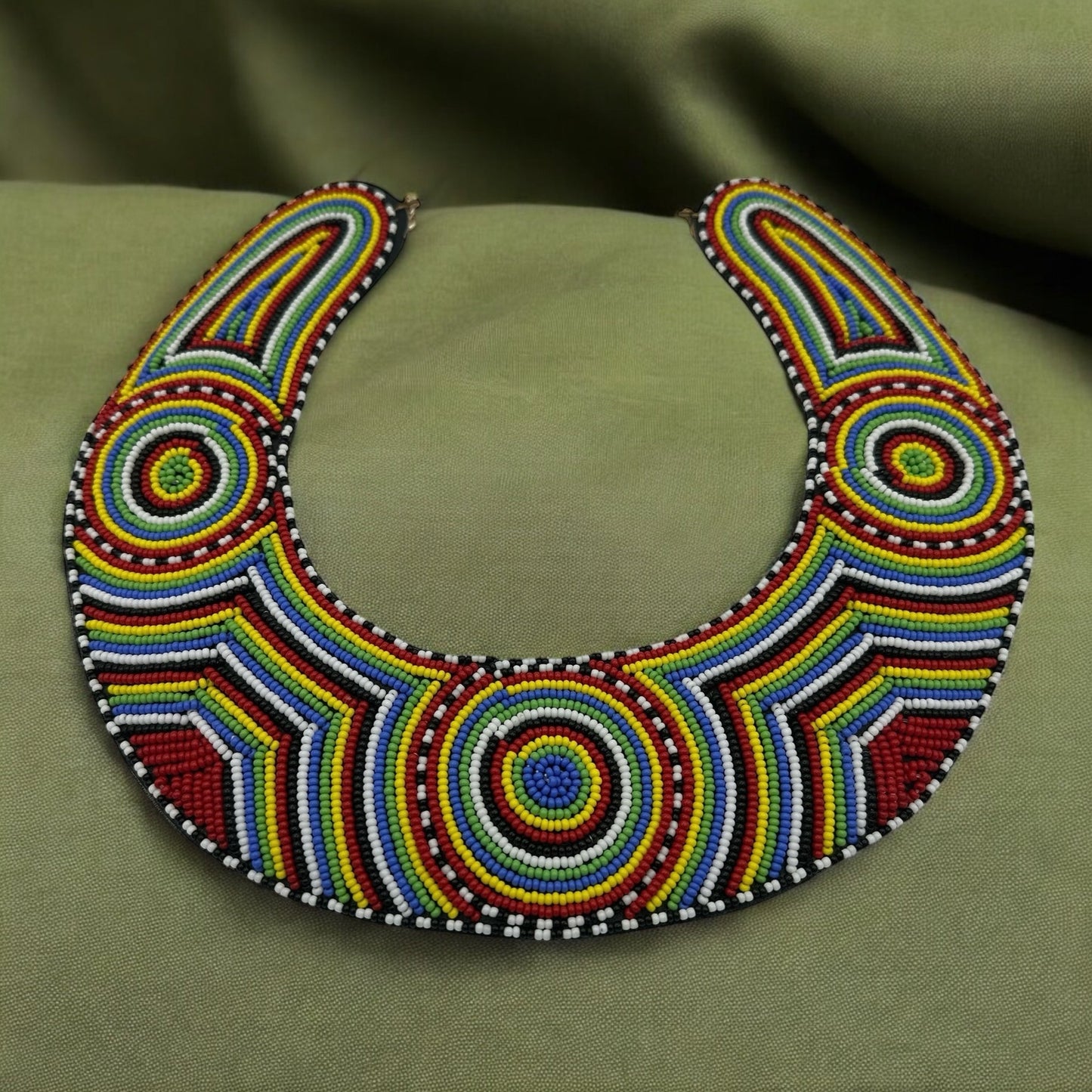 Authentic Handmade Maasai Zulu Beaded Collar Necklace – Multicolour Tribal Ethnic Bib Choker for Women - Fatisha Boutique