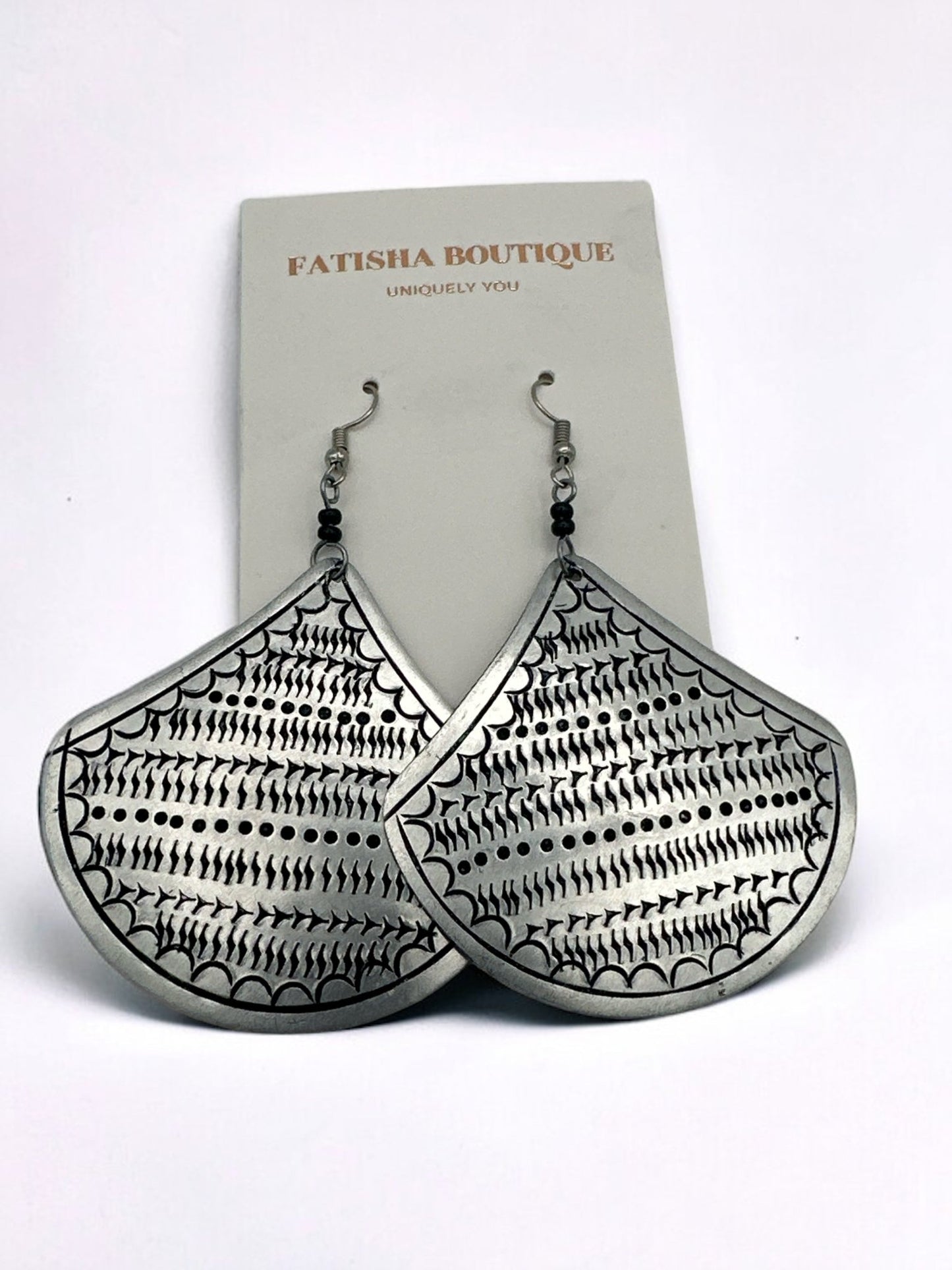 Authentic Lightweight African Engraved Silver Metal Dangle Earrings - Fatisha Boutique