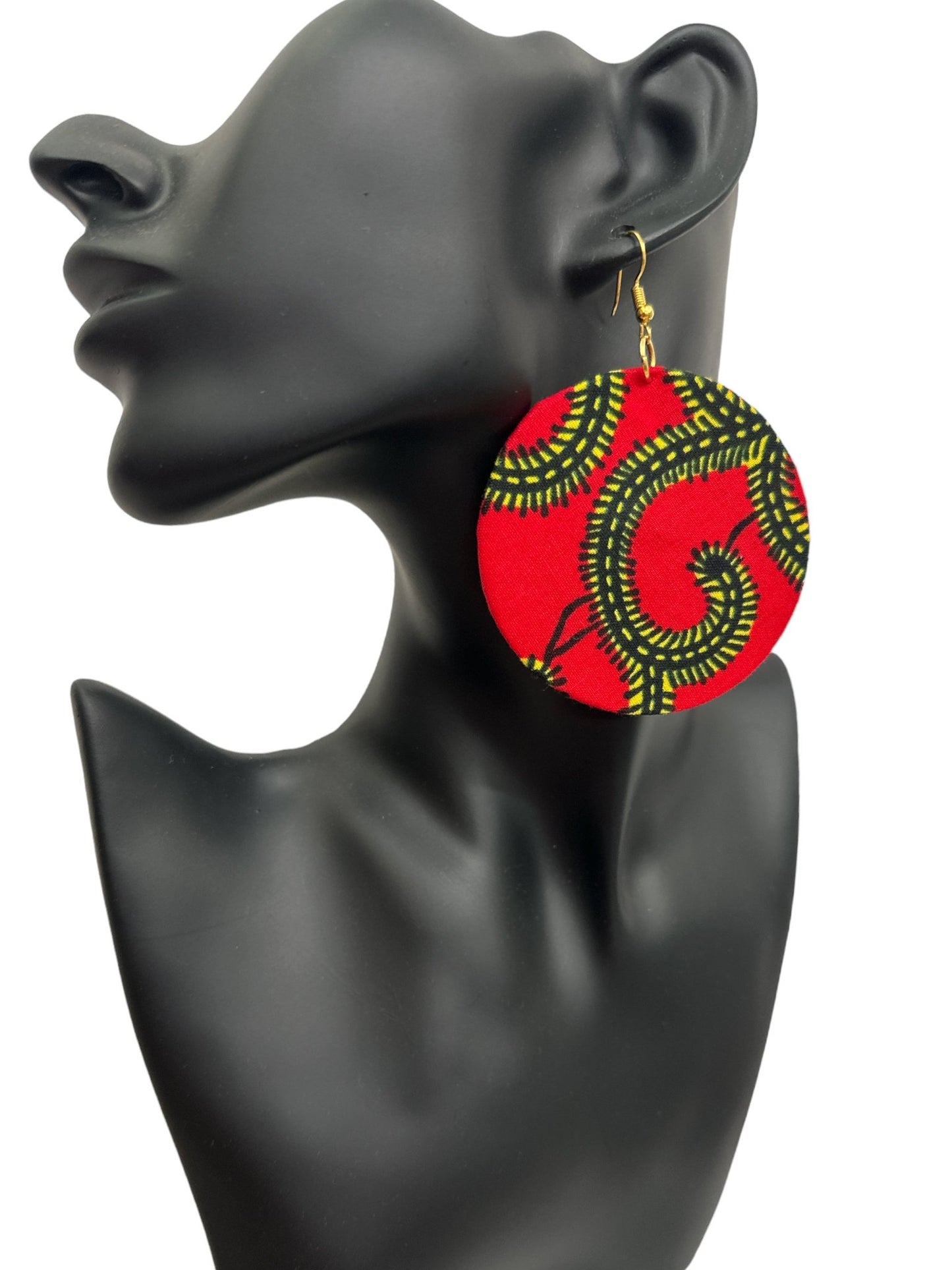 Authentic Lightweight African Printed Ankara Fabric Round Dangle Earrings - Fatisha Boutique