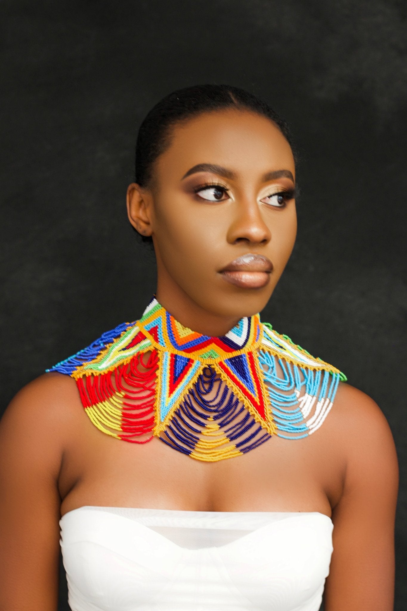 Authentic Maasai Zulu Multicolour Tribal Ethnic Beaded Collar Choker Necklace - Fatisha Boutique
